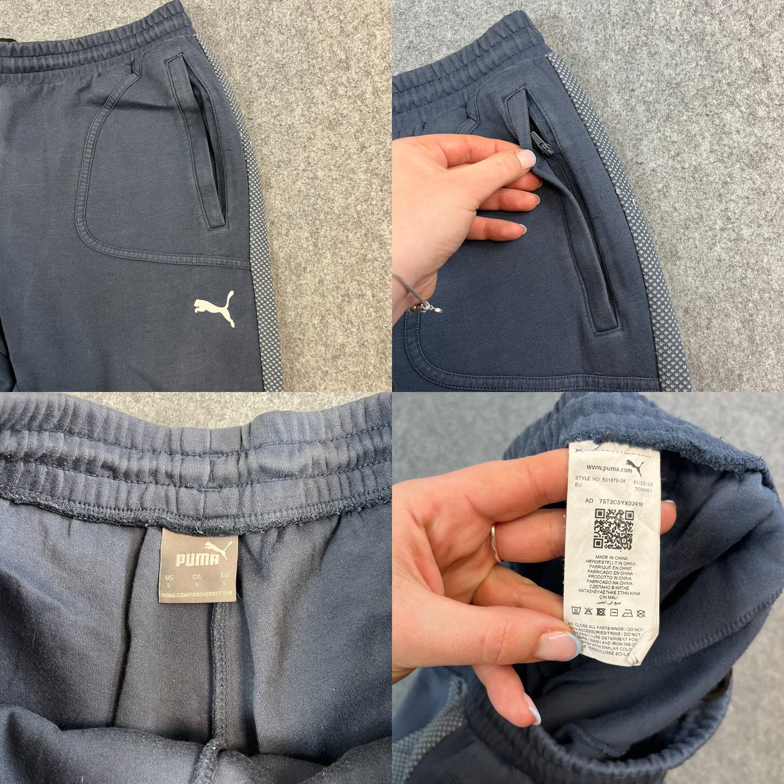 Puma PUMA AMG Mens Joggers Track Pants Grey Blue Large Cotton Blended Fabric Regular Waist 32 in Inside Leg 30 in Pockets Men Trousers Size US 33 - 8 Thumbnail