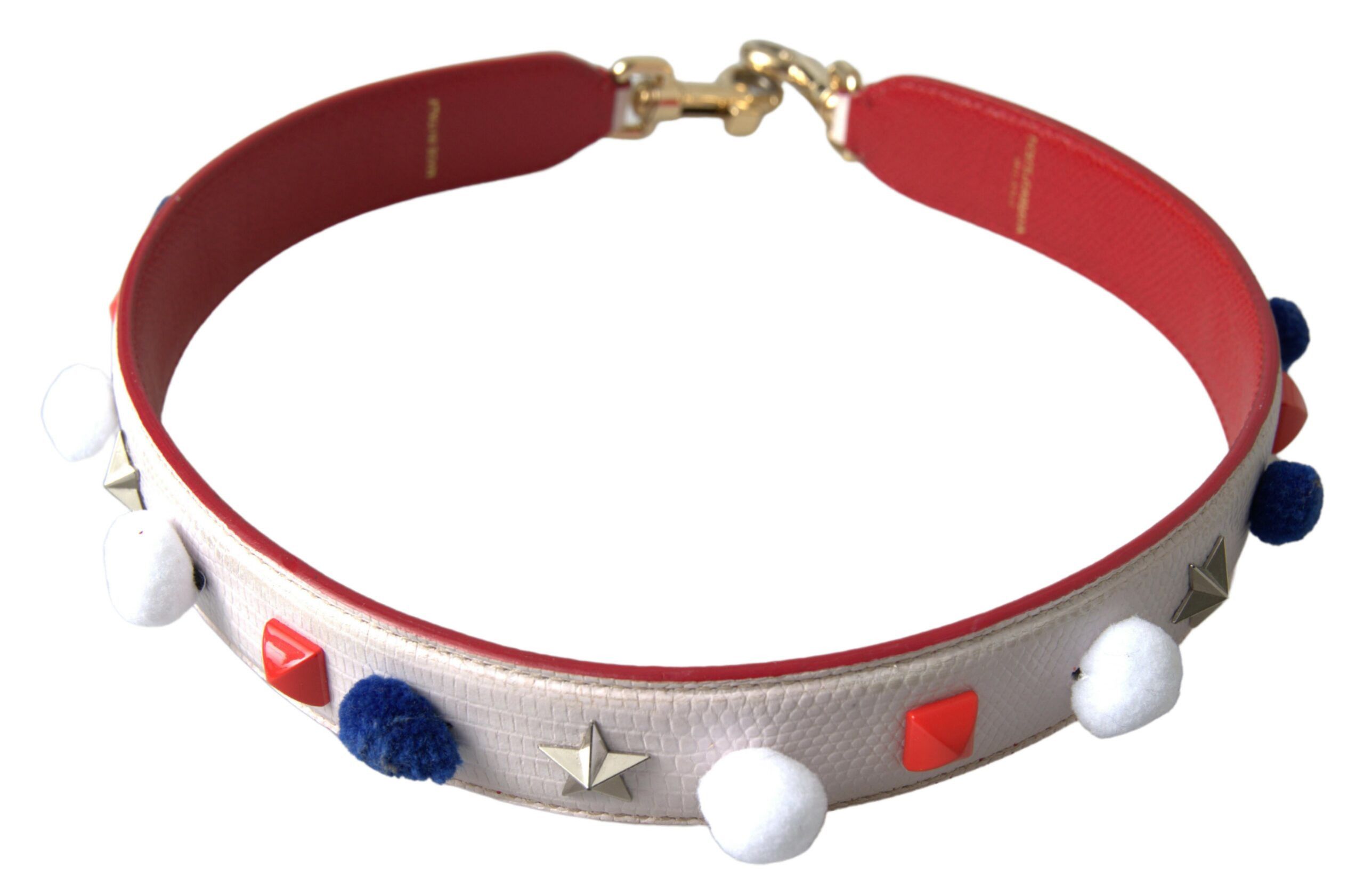 Dolce & Gabbana Stunning White Multicolor Studded Leather Women's Strap Size ONE SIZE - 1 Thumbnail