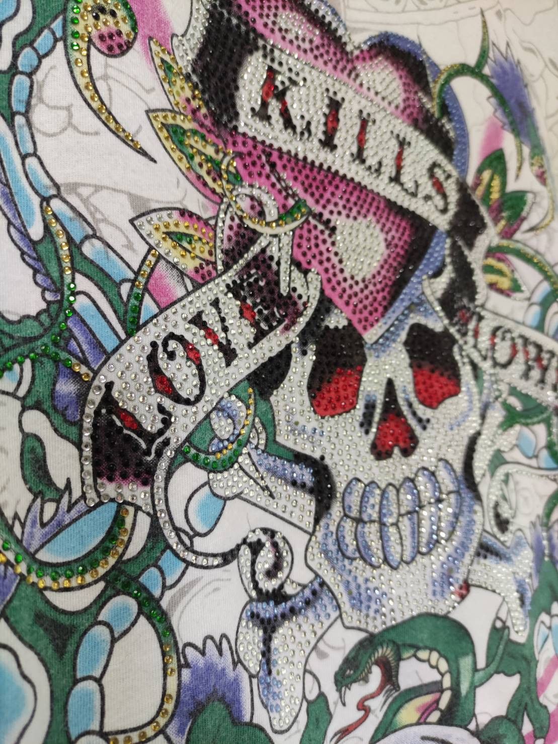 Affliction Ed Hardy All Over Print & Rhinestone T-Shirt Size US XXL / EU 58 / 5 - 4 Thumbnail