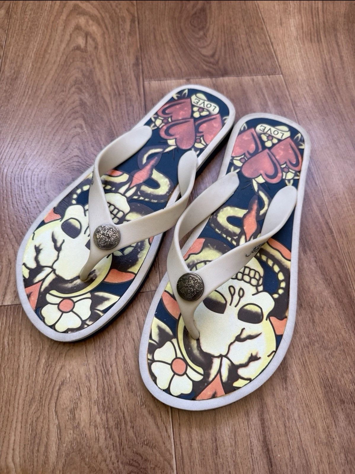 Ed Hardy Ed Hardy Skull Tatoo Flip Flops Y2K eu 44\ us 11.5 Size US 11.5 / EU 44-45 - 1 Thumbnail