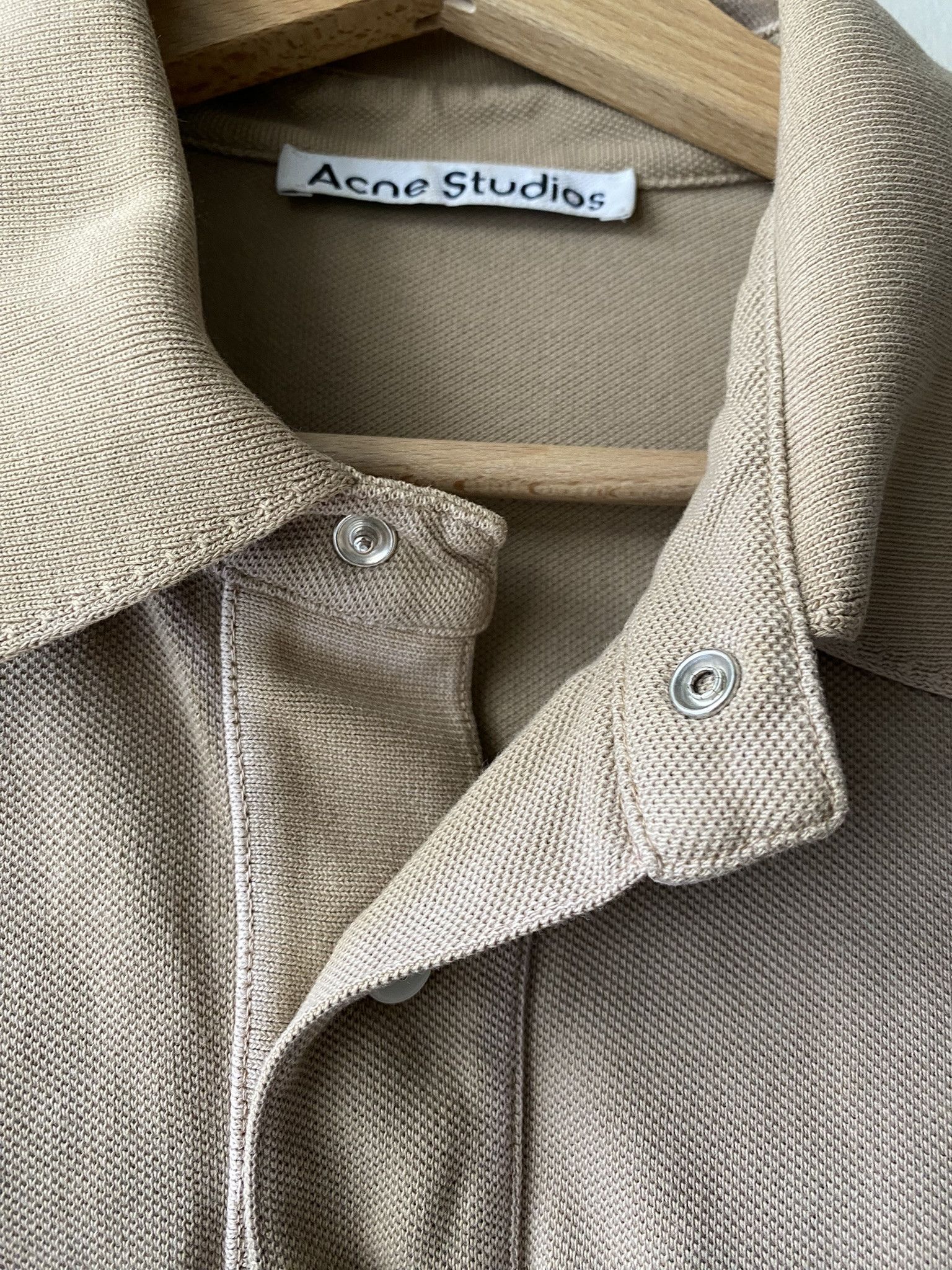 Acne Studios $300 - Cotton Polo Shirt - Washed Beige Size US S / EU 44-46 / 1 - 15 Thumbnail