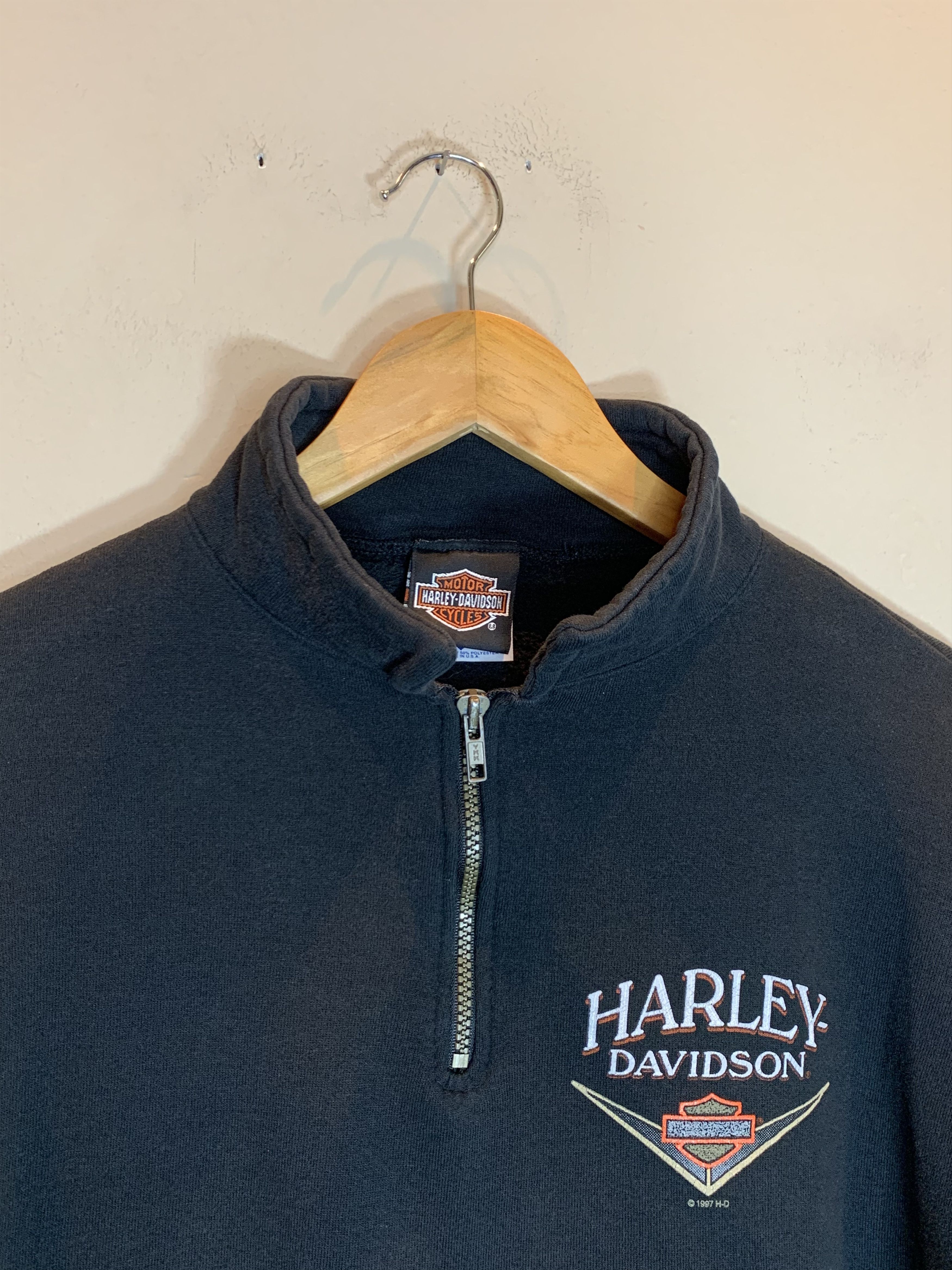 Harley Davidson RARE Vintage 90s Harley Davidson Moto Quarter Zip Sweatshirt Size US L / EU 52-54 / 3 - 3 Thumbnail