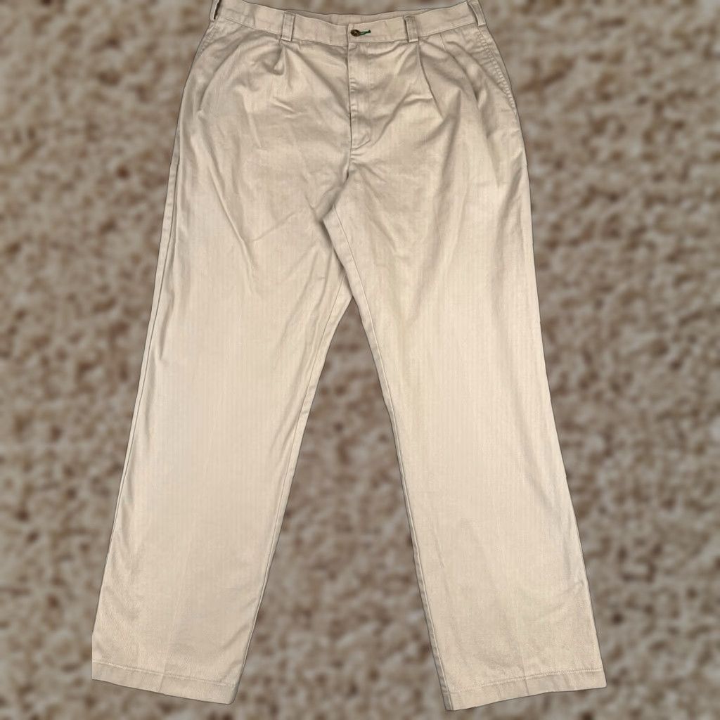 Tommy Hilfiger Tommy Hilfiger Pants Mens 36 Beige Pleated Front Khaki Cotton Twill Casual 36x32 Size US 36 / EU 52 - 1 Thumbnail