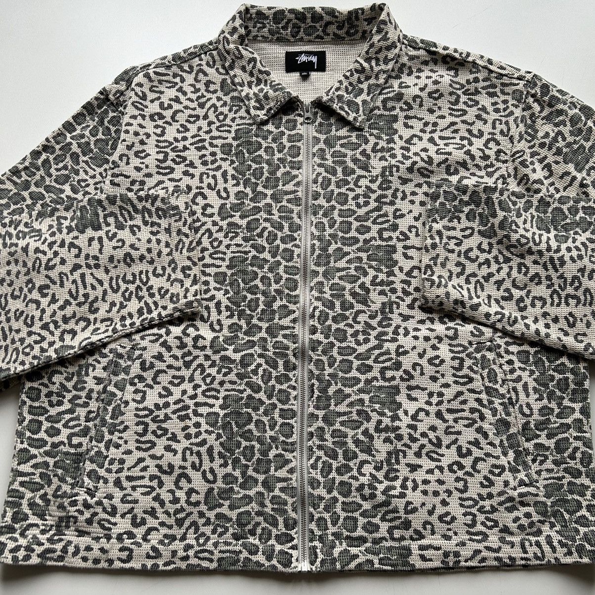 Vintage Vintage Stussy Leopard Mesh Zip Up Jacket XXL Rare | Grailed