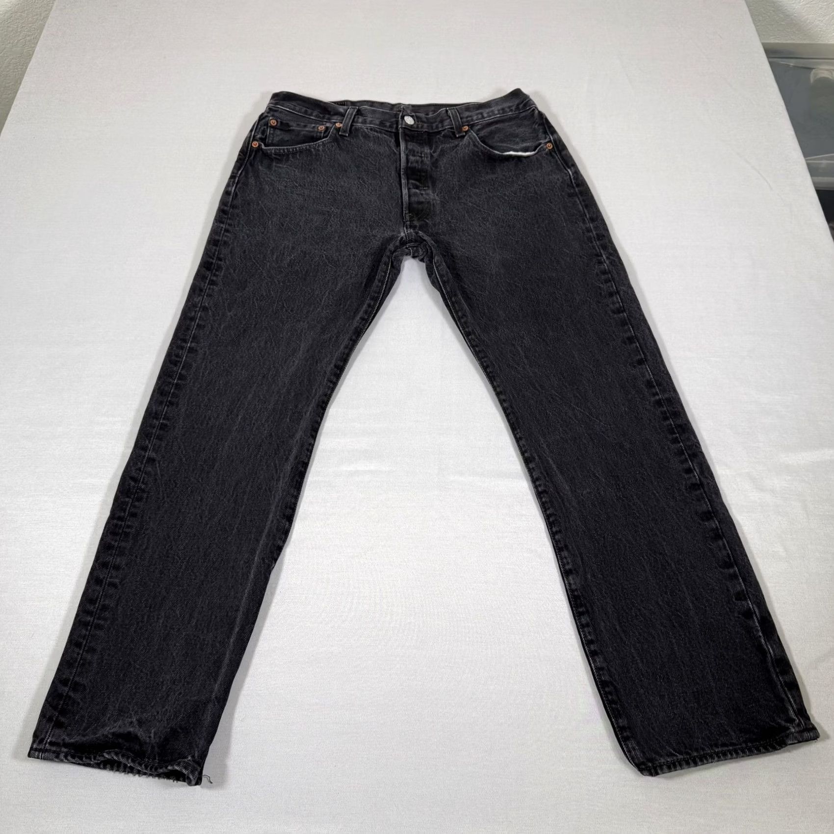 Levi's Levi's 501 Jeans Mens Regular Straight Leg 34x30 Black Denim Cotton Button Fly Pockets Vintage: No West Cowboy Theme Cowboy Size US 34 / EU 50 - 2 Thumbnail