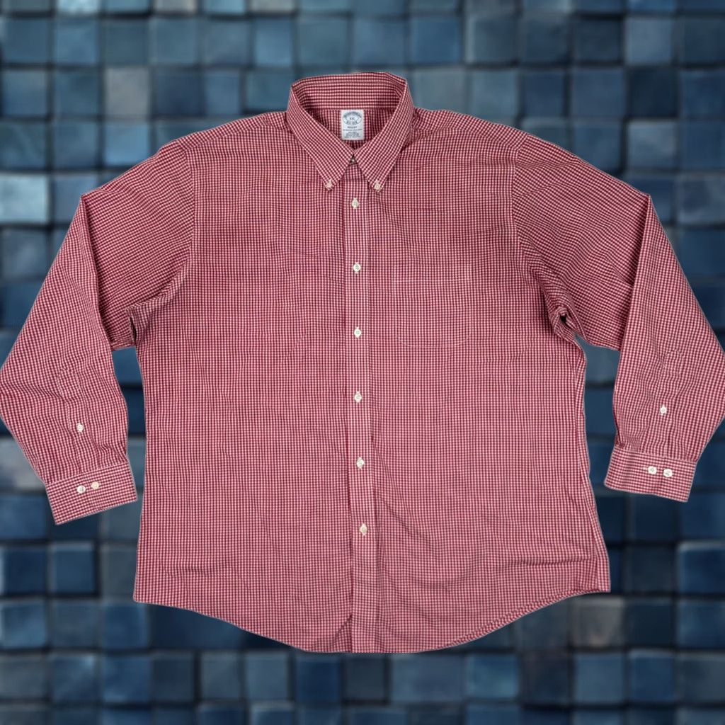 Brooks Brothers Brooks Brothers Regent Fit Button-Down Shirt Men 2XL Red & White Gingham Check Polo Shirt Size US XXL / EU 58 / 5 - 1 Thumbnail