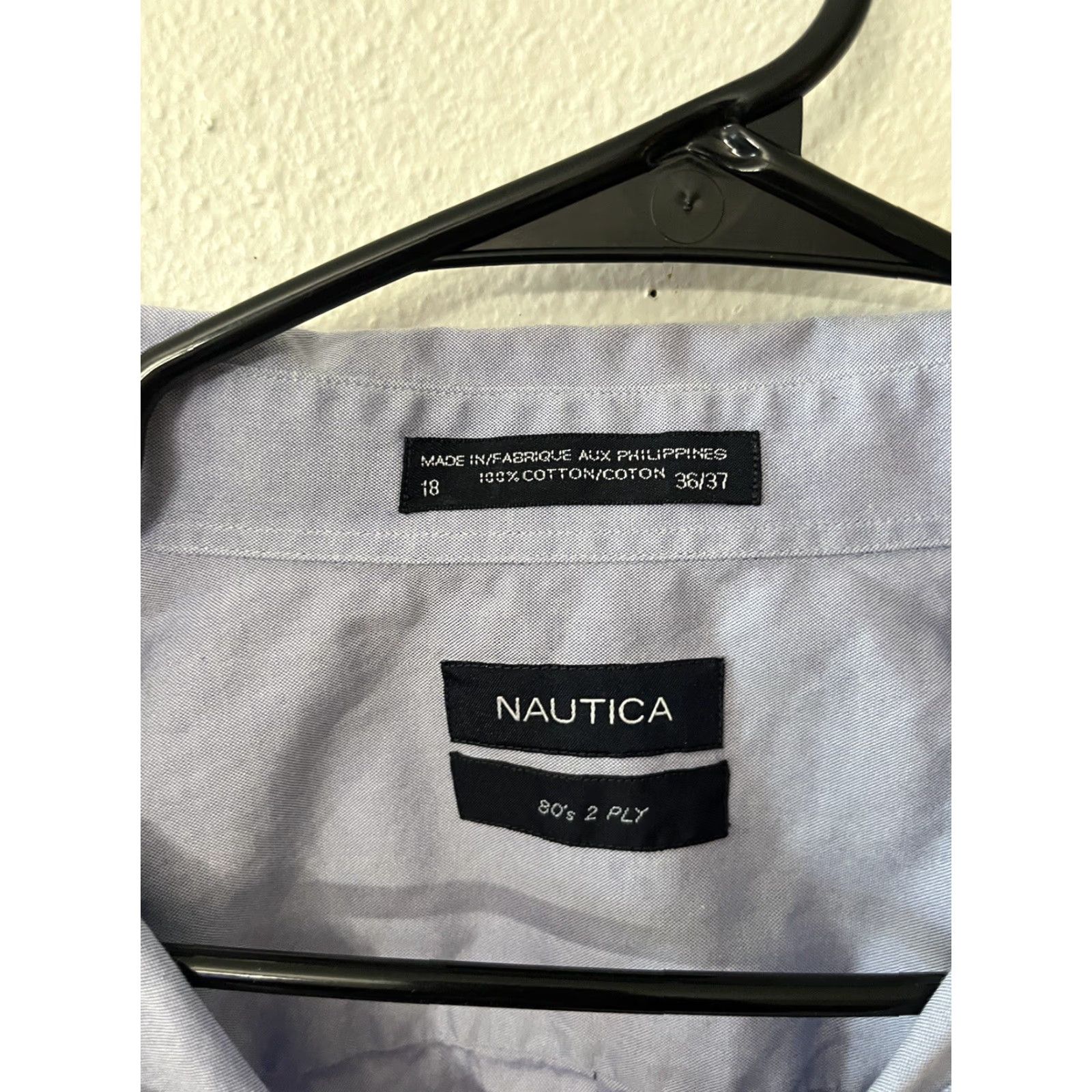 Nautica Nautica Men's 80s Solid Long Sleeve Button-Up Shirt, Size 18, Blue Size US XXL / EU 58 / 5 - 3 Thumbnail