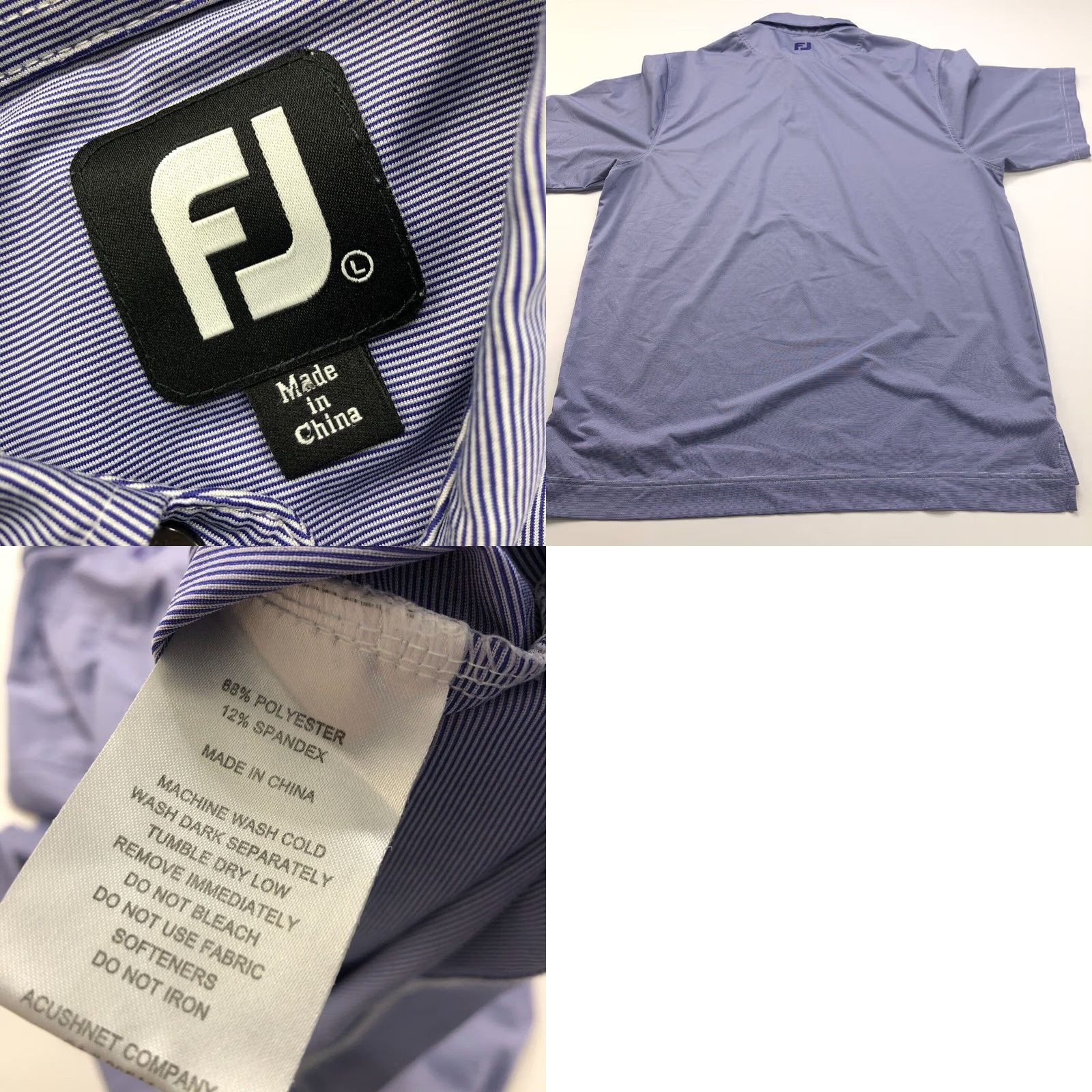 Footjoy FootJoy FJ Large Purple Mens Golf Polo Striped Shirt SS Stretch Button Shirt Size US L / EU 52-54 / 3 - 8 Thumbnail