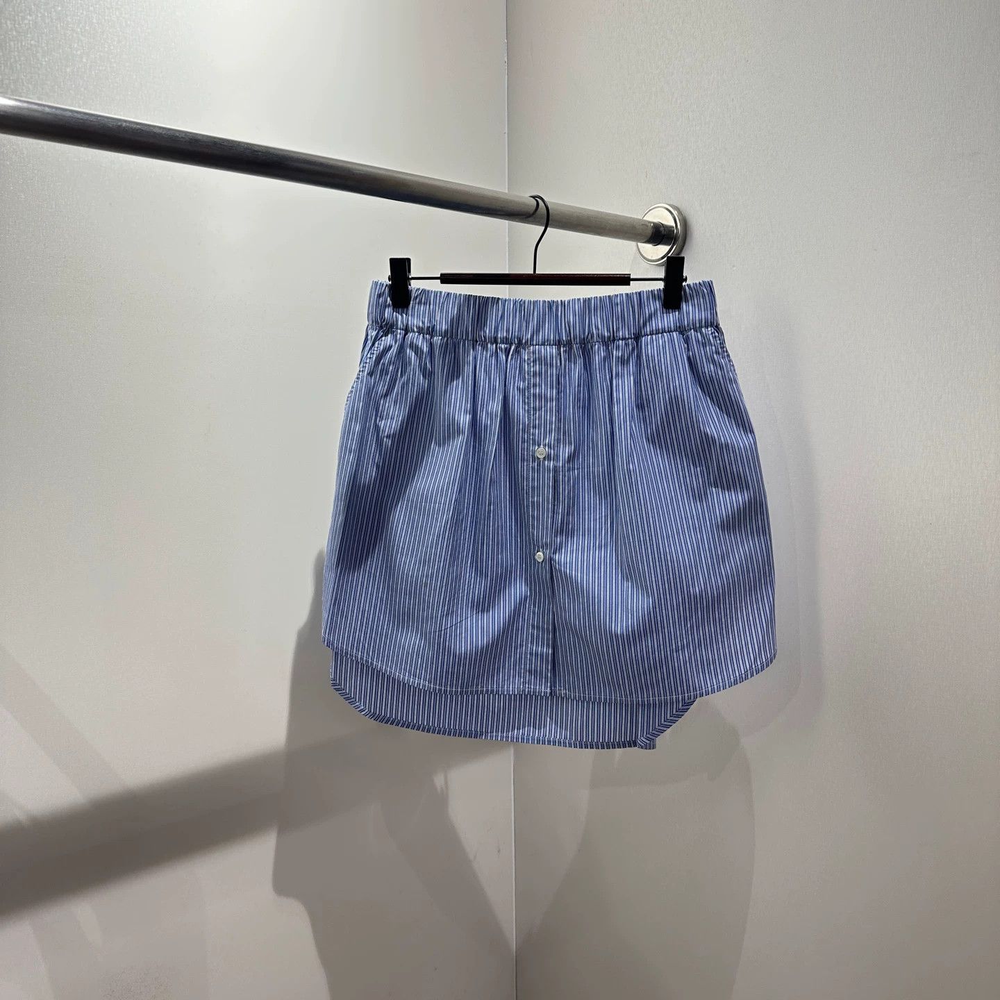 Loewe Loewe may438 Blue White Vert Stripe Logo Short Skirt M Cotton Size 27" / US 4 / IT 40 - 1 Thumbnail