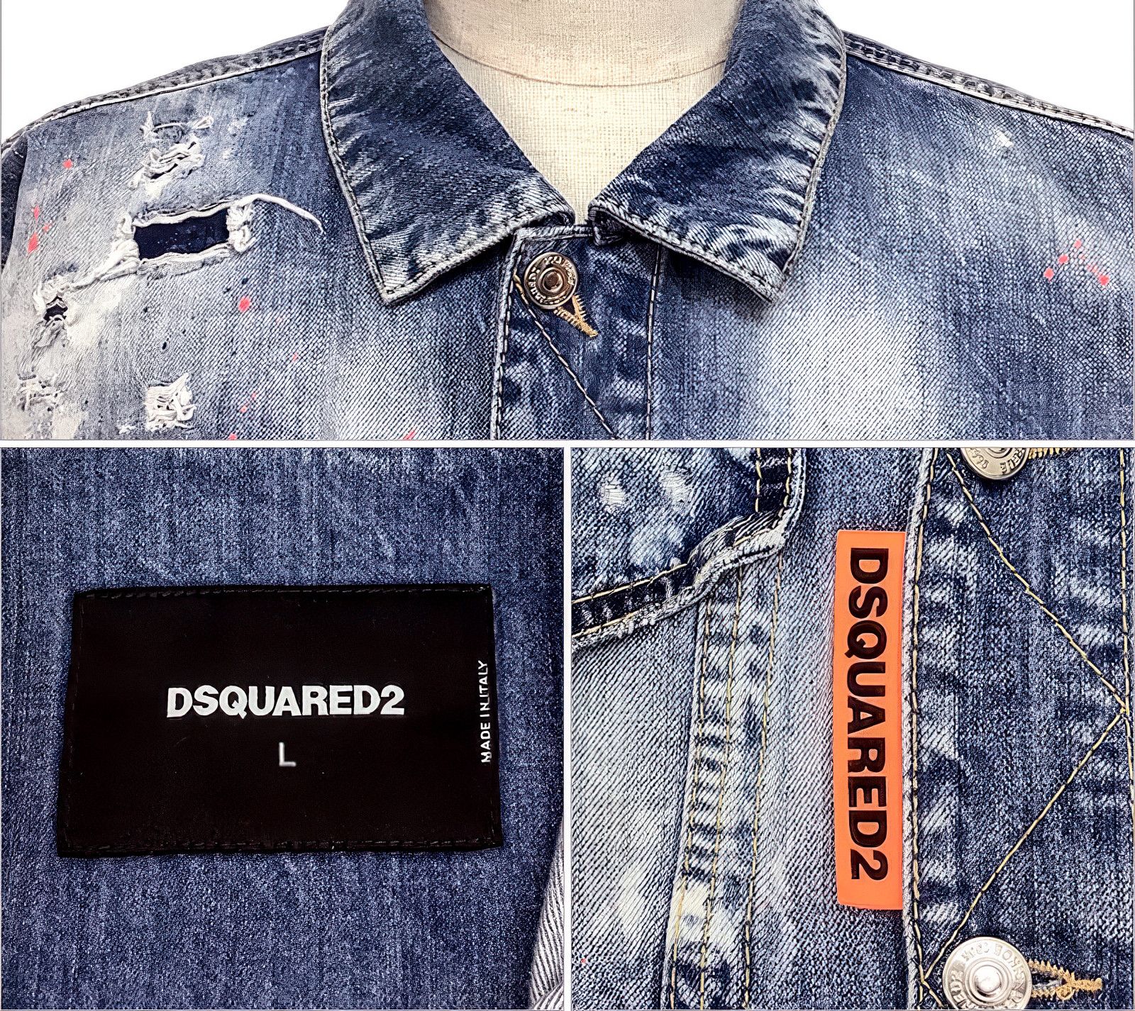 Dsquared2 DSQUARED2 "RAVE ON" DENIM OVERSIZED JACKET Size US L / EU 52-54 / 3 - 11 Thumbnail