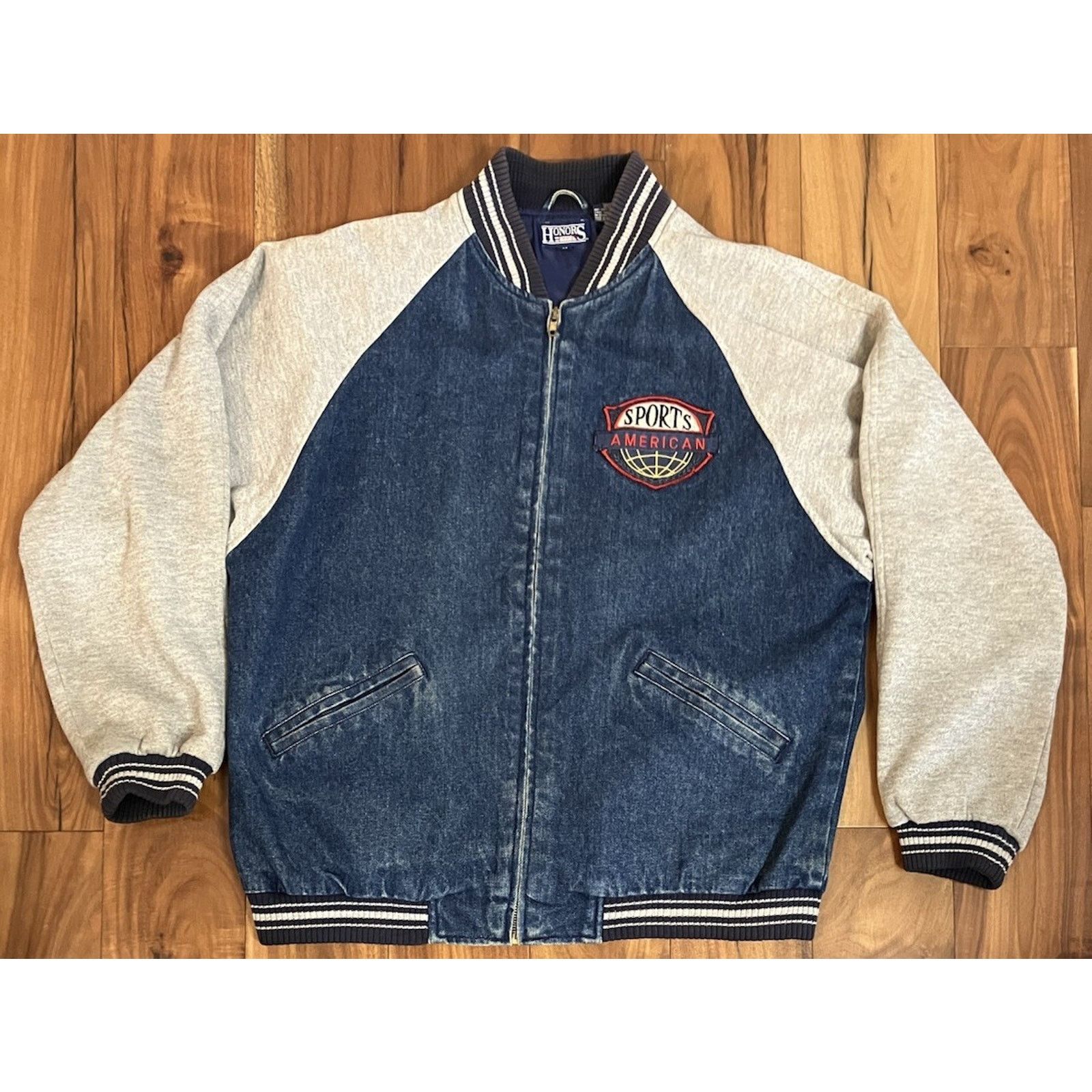 Starter Vtg Honors Sport Jacket Mens Medium Blue Varsity Denim Zip Size US M / EU 48-50 / 2 - 1 Thumbnail
