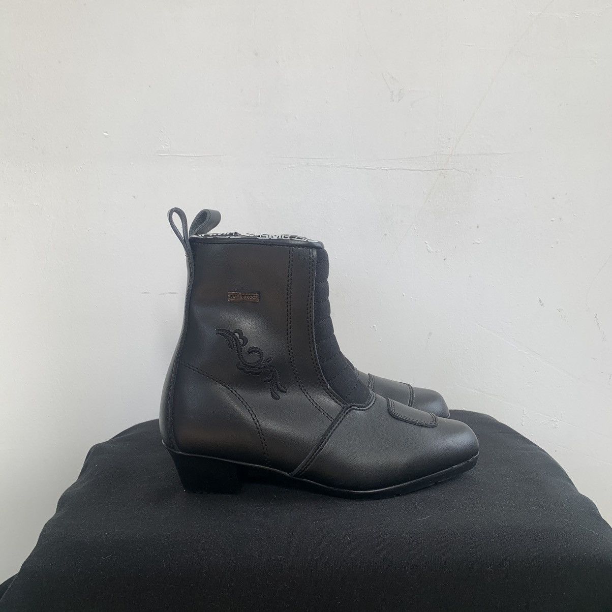 image of Avant Garde Vintage High Boots Moto Biker Lace Leather Shoes Core in Black, Women's (Size 8)