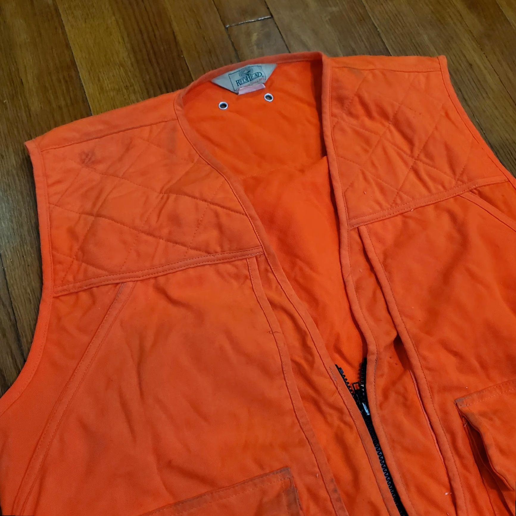 Vintage VINTAGE RedHead Vest Mens L Orange Canvas Blaze Hunting Quilted Made USA 80s Size 42R - 5 Thumbnail
