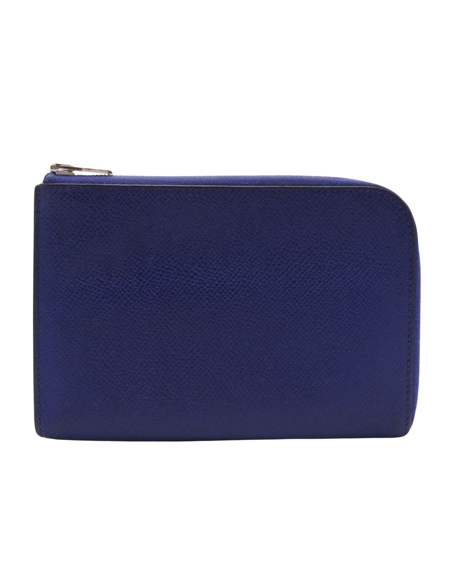 image of Luxury Blue Leather Card Wallet By Hermes Remix Duo, Women's