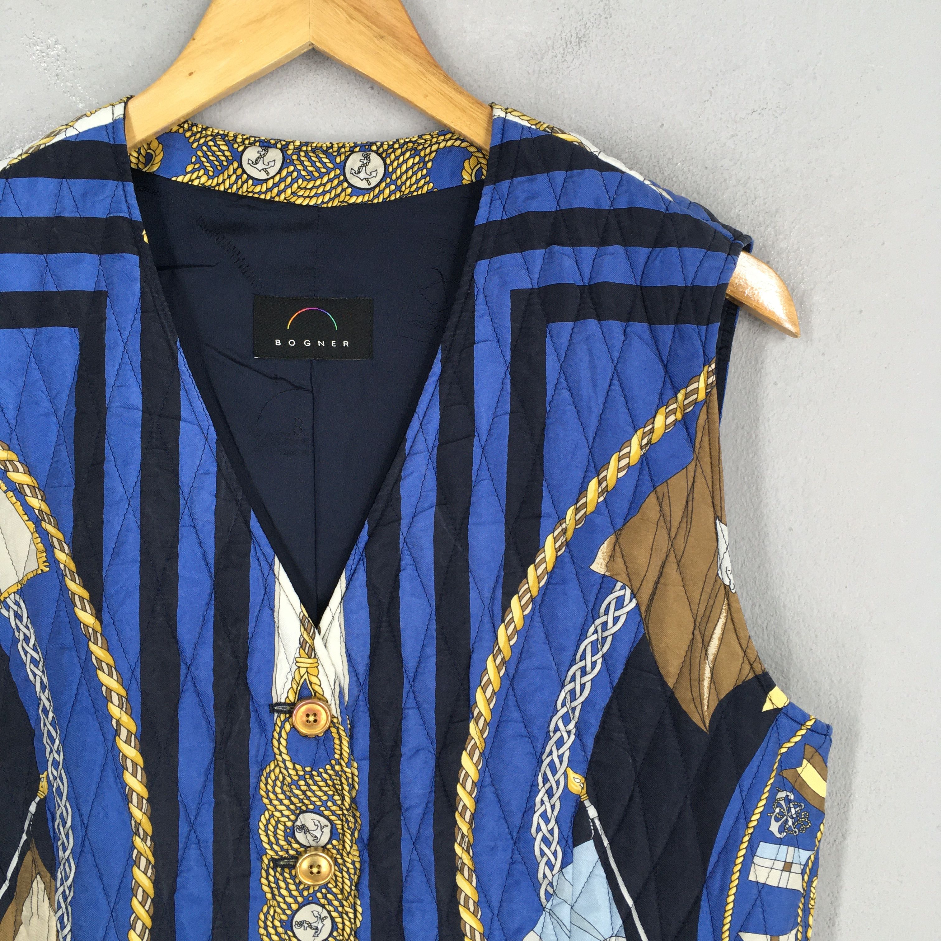 Bogner Vintage 90s Bogner Baroque Novelty Blue Vest Jacket Medium Size US M / EU 48-50 / 2 - 5 Thumbnail