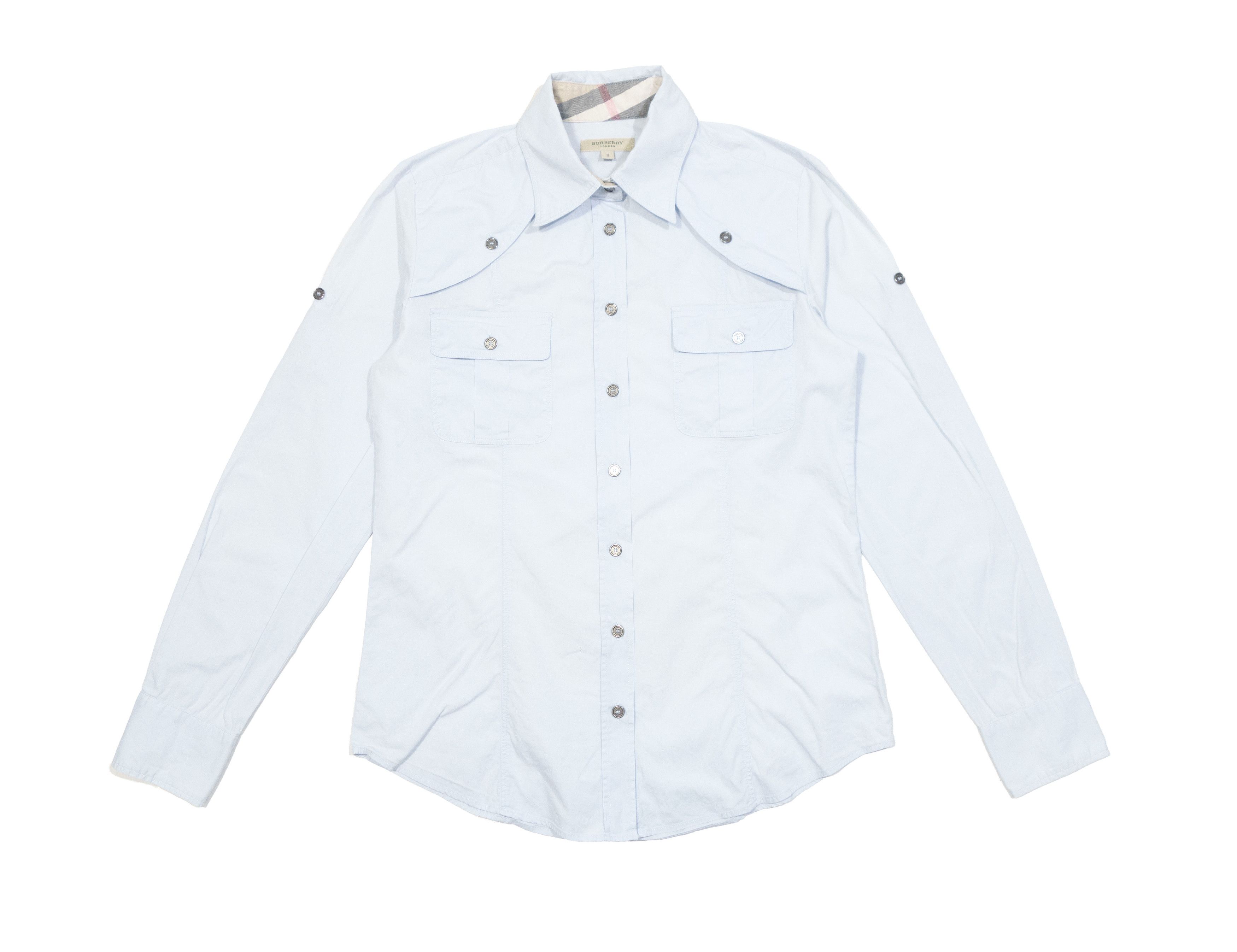 Burberry 00s Nova Check Details Military Style Shirt Made in Italy Size S / US 4 / IT 40 - 1 Thumbnail