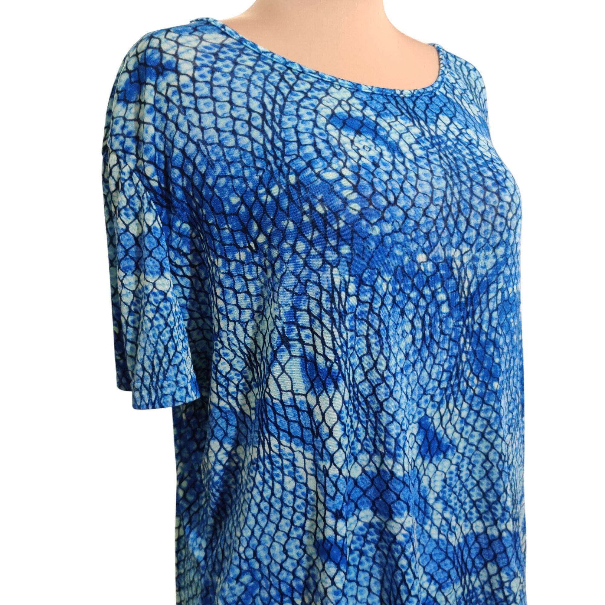 Other Jaclyn Smith XL Blue Snake Reptile Print Stretchy Top Bold Y Size XL / US 12-14 / IT 48-50 - 2 Thumbnail