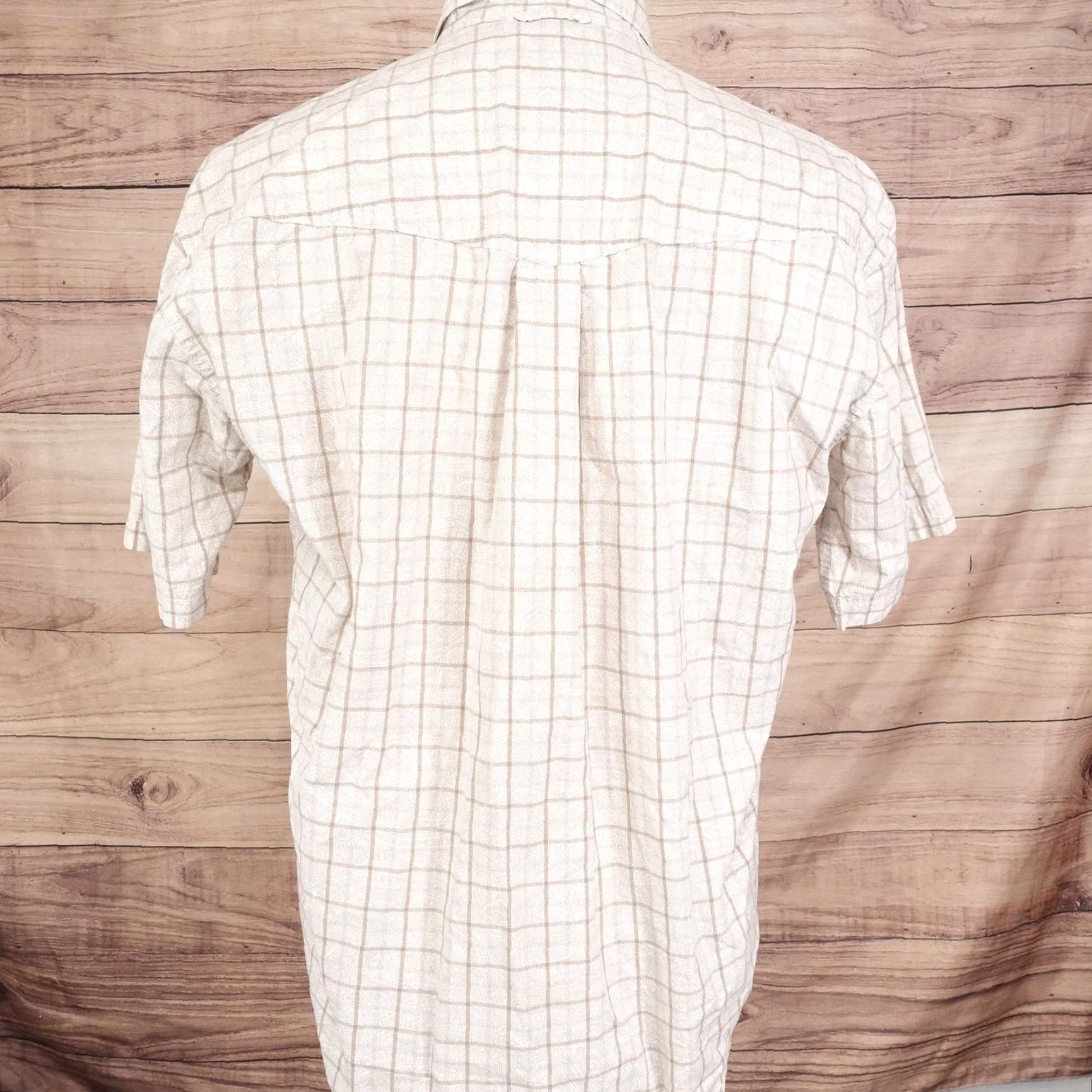 Roper VINTAGE Roper Shirt Mens M Tan White Plaid Paisley Western Button-Down Short Sleeve Adult Medium Beige Check 1980s Mens Size US M / EU 48-50 / 2 - 5 Thumbnail