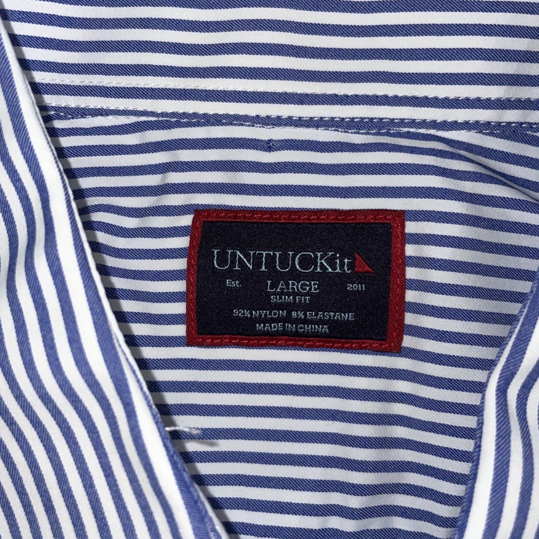 UNTUCKit UntuckIt Blue Striped Button-Up Shirt Mens L Regular Long Sleeve Blue Striped Button Shirt Mens L Size US L / EU 52-54 / 3 - 3 Thumbnail
