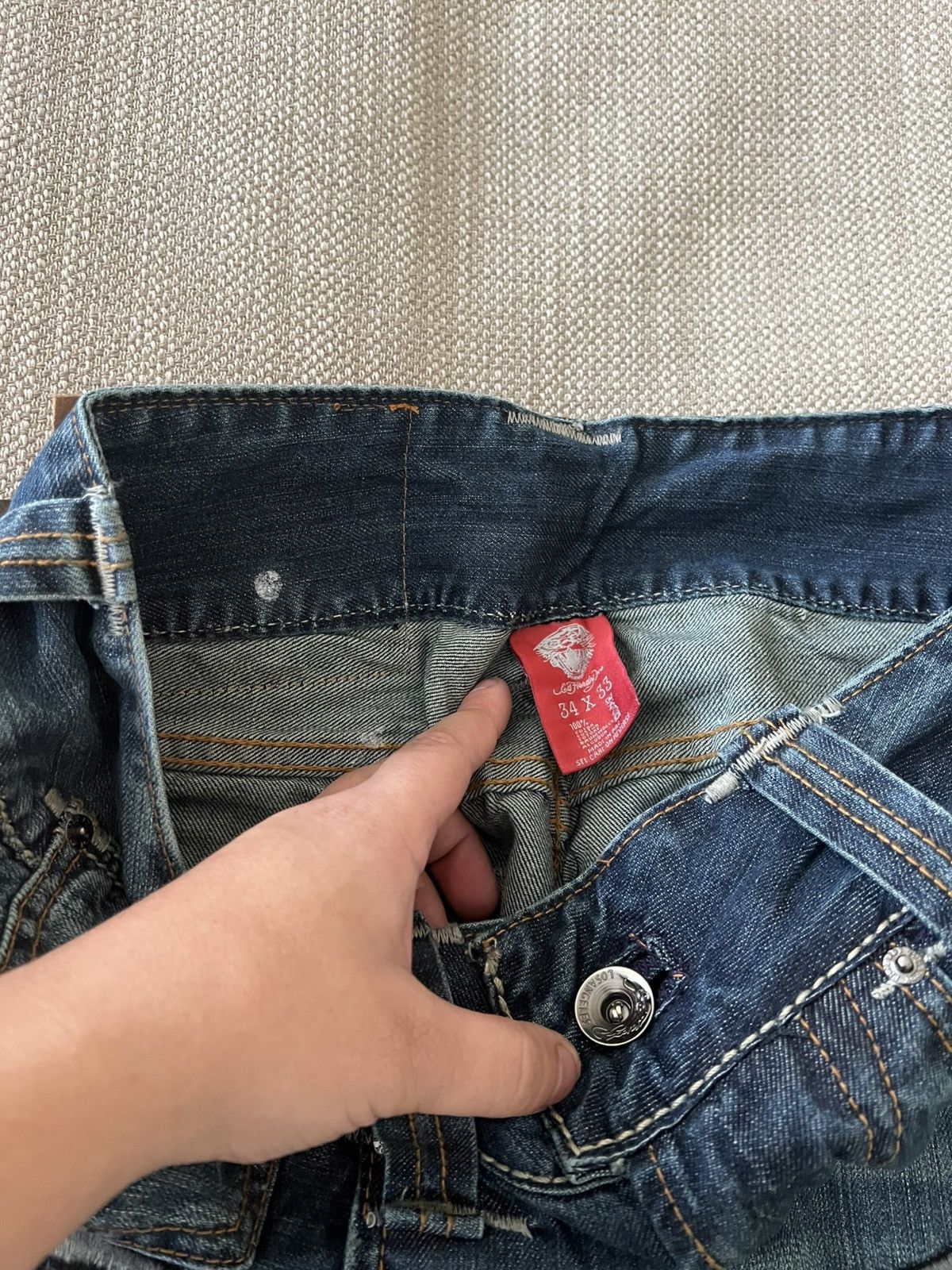 Ed Hardy Vintage Ed Hardy Tiger Denim Jeans Y2K by Christian Audigier Size US 34 / EU 50 - 13 Thumbnail