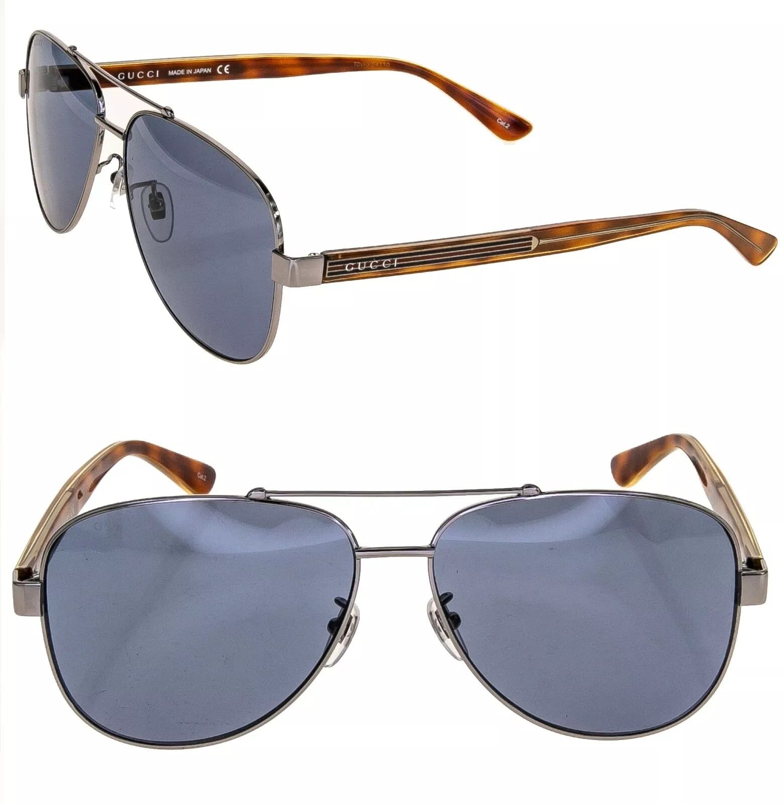 Gucci GUCCI WEB STRIPE 0528 Ruthenium Brown 010 Sunglasses GG0528S Size ONE SIZE - 1 Thumbnail