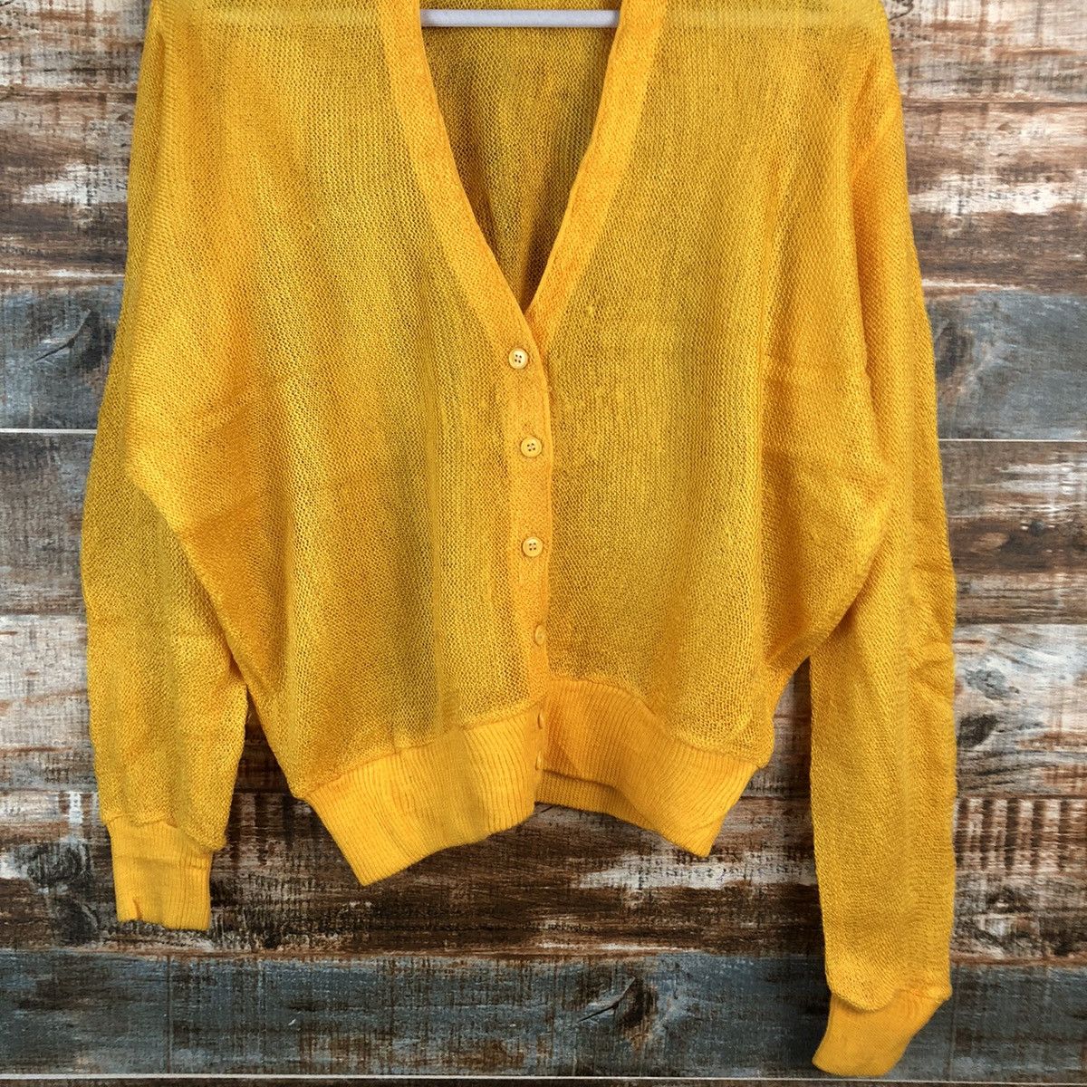 Japanese Brand Ladies Fashion japan vintage Yellow Cardigan Knitwear #A2466 Size M / US 6-8 / IT 42-44 - 3 Thumbnail