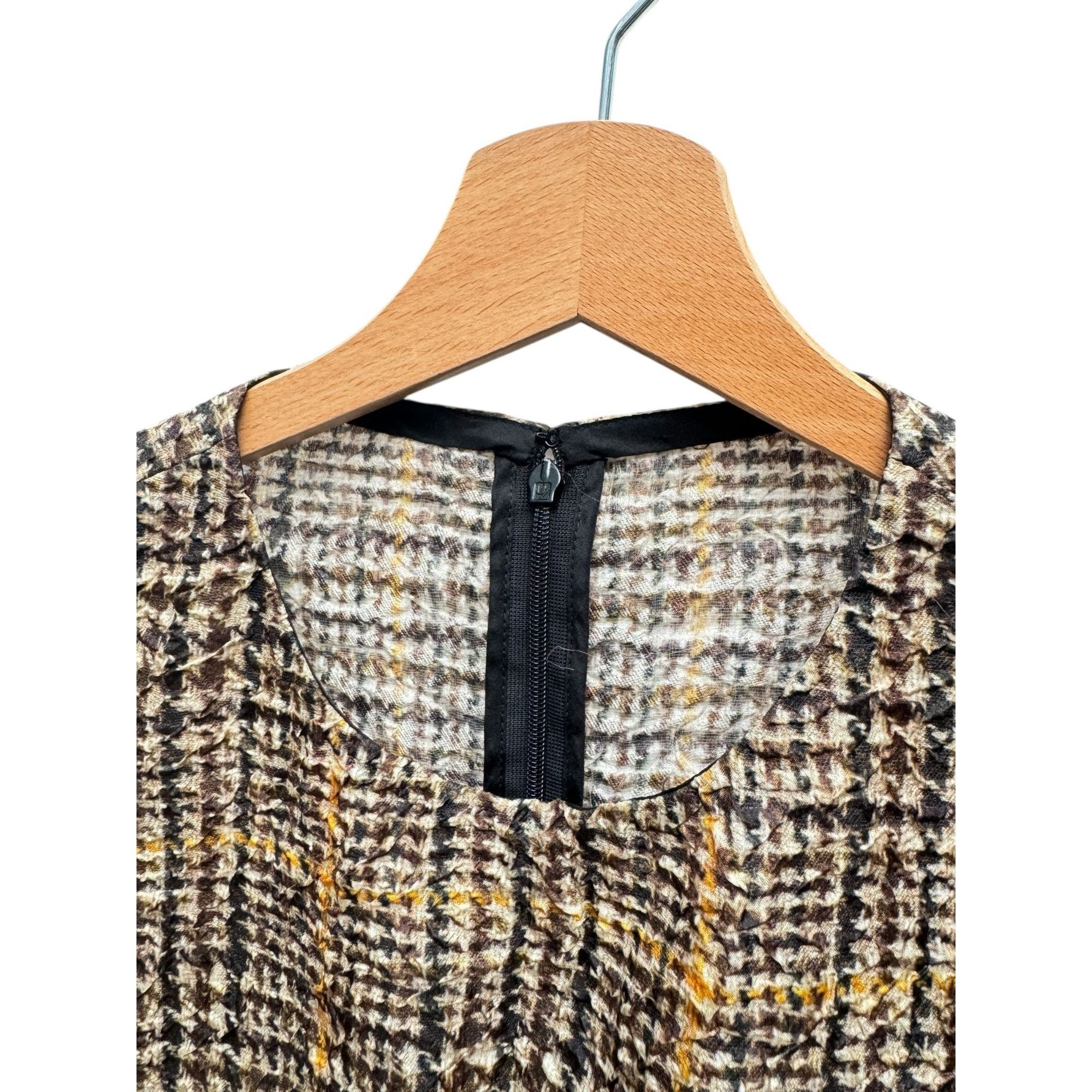 Celine Beige Checkered Silk Dress Size M / US 6-8 / IT 42-44 - 5 Thumbnail