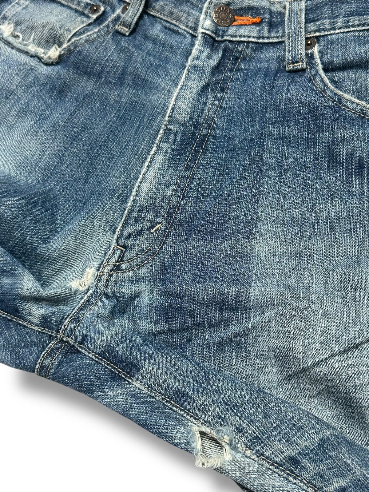 Vintage Cattle Horn Vintage Distressed Blue Denim Jeans Faded Wash Size US 33 - 13 Thumbnail