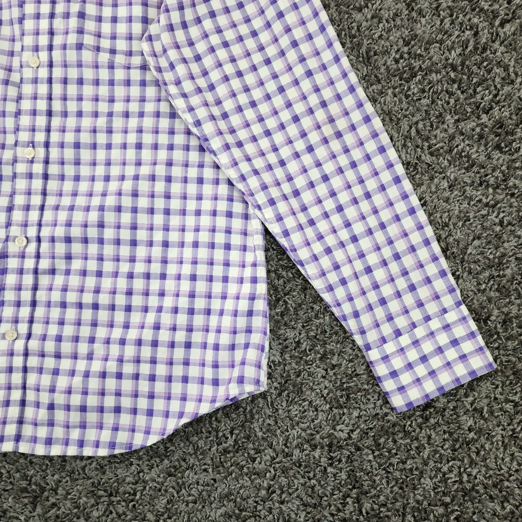 Banana Republic Banana Republic Plaid Long Sleeve Slim Dress Shirt Mens Purple Large Size 42R - 2 Thumbnail