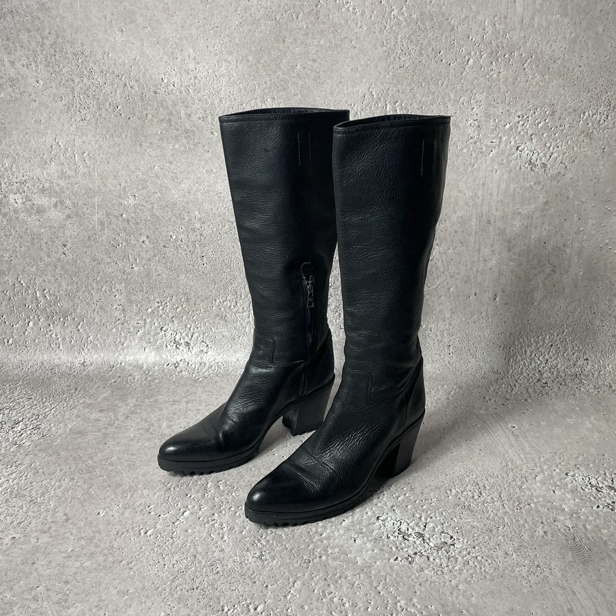 Prada Leather Black High Knee Boots - Main Image