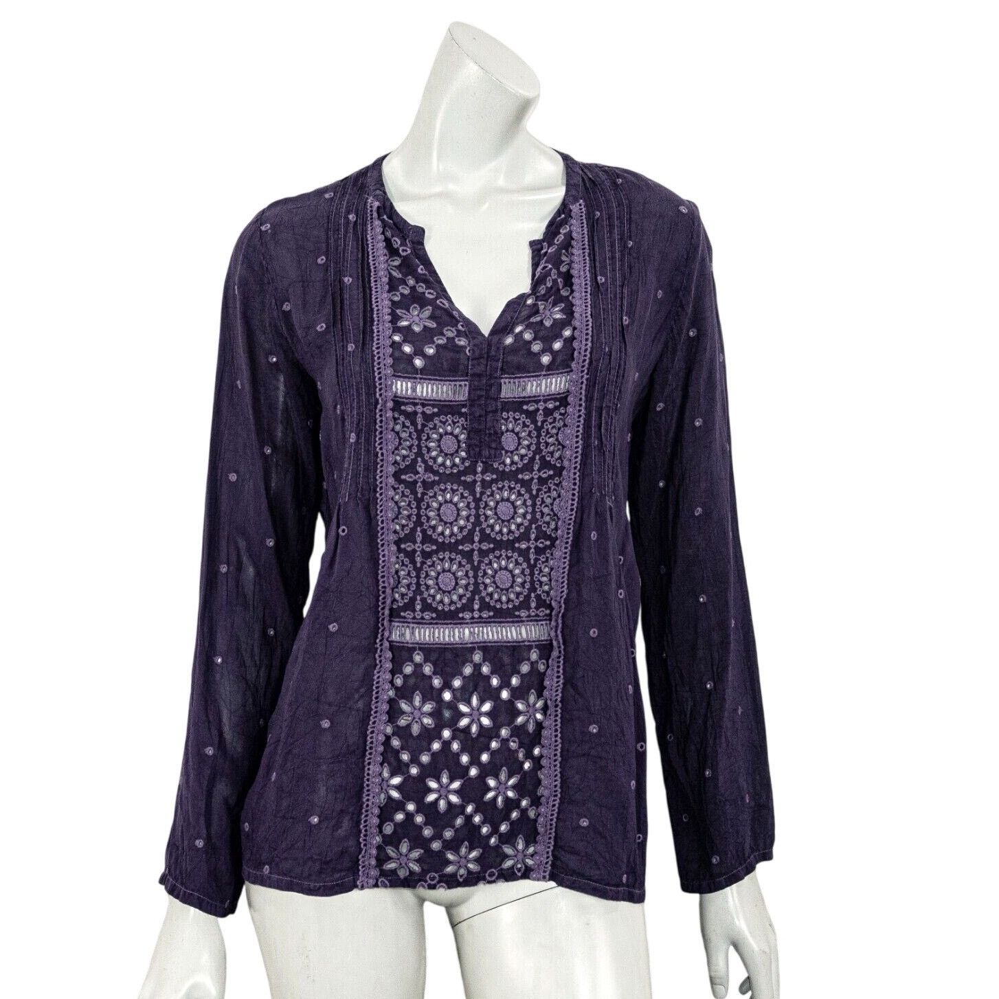 Johnny Was Johnny Was Pullover Blouse Purple Sheer Embroidered sz S Size S / US 4 / IT 40 - 10 Thumbnail