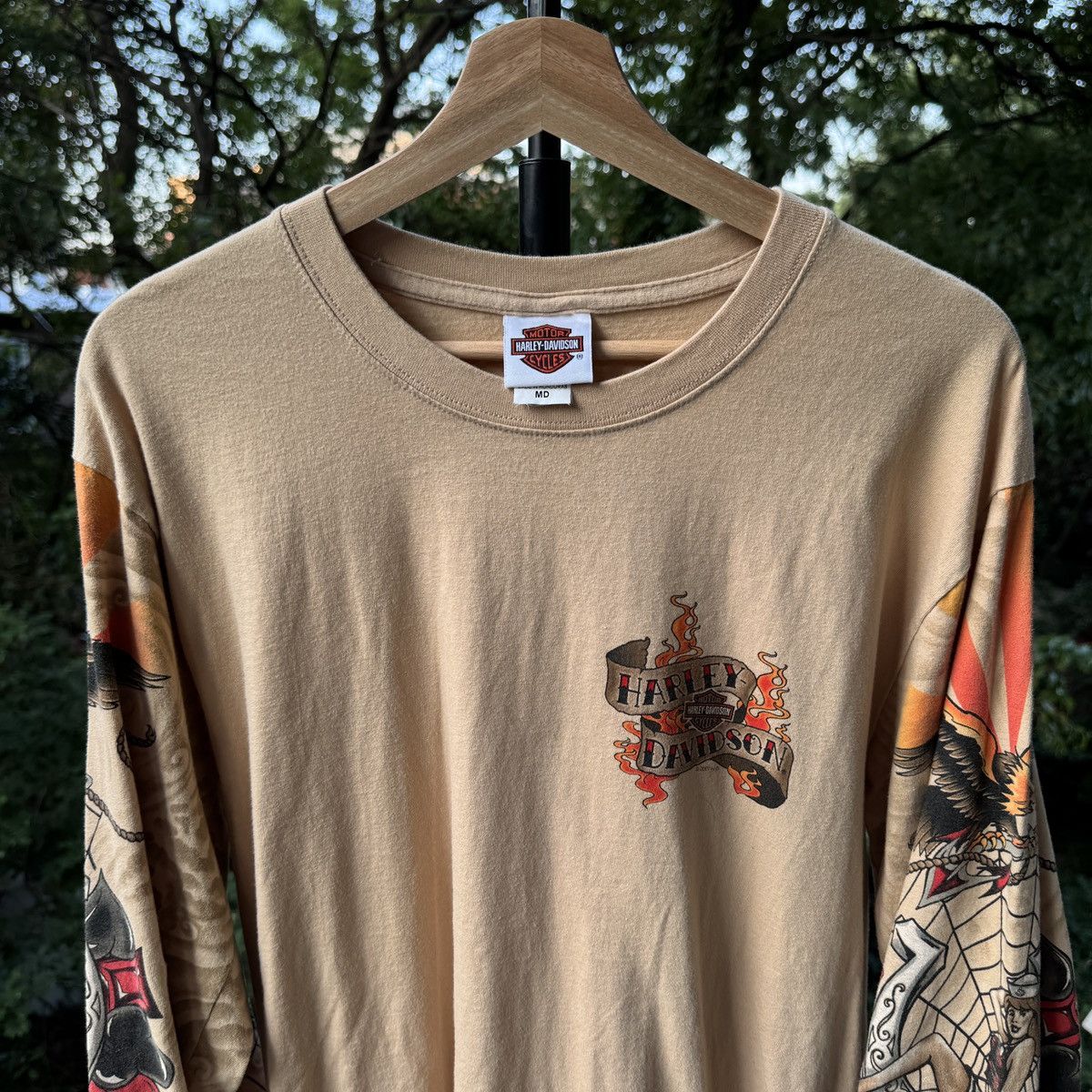 Harley Davidson Vintage Harley Davidson Tattoo Spiderweb Flame Longsleeve Size US M / EU 48-50 / 2 - 5 Thumbnail