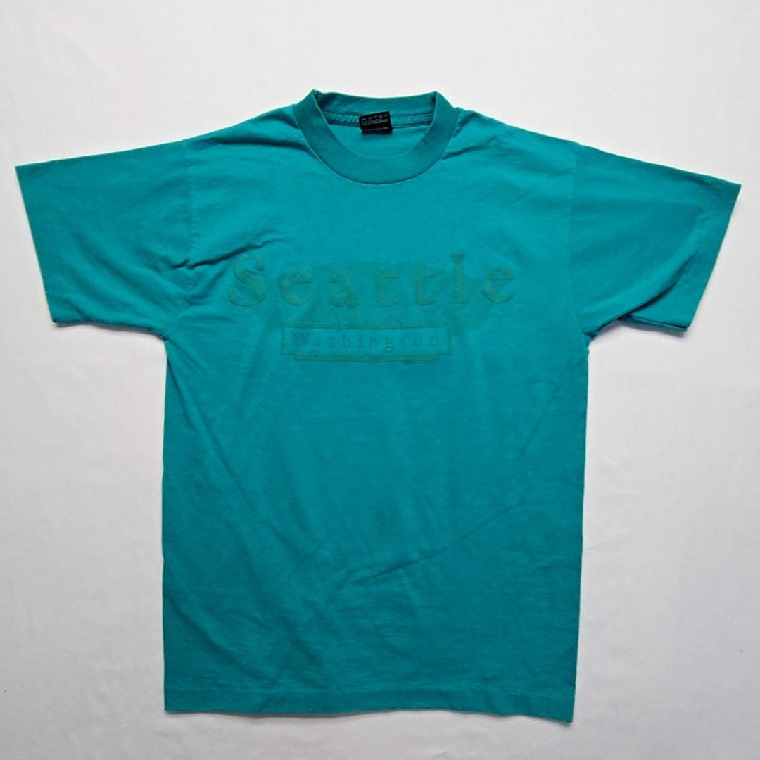 Fruit Of The Loom Vintage Seattle Shirt Turquoise Puff Print Teal Blue M Tee Size US M / EU 48-50 / 2 - 1 Thumbnail