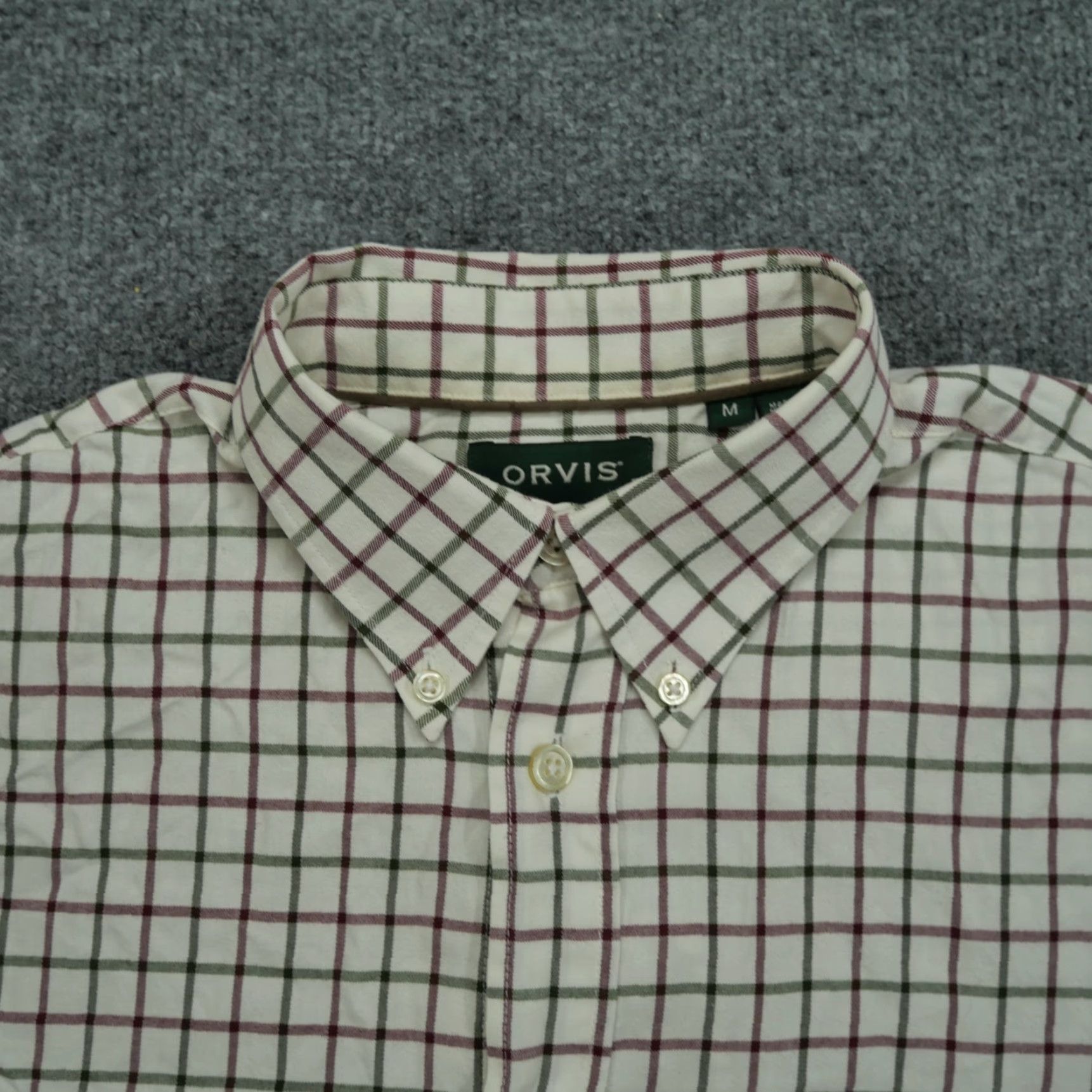 Orvis Orvis Shirt Mens M Cream Red Green Plaid Button Up Long Sleeve Size US M / EU 48-50 / 2 - 3 Thumbnail