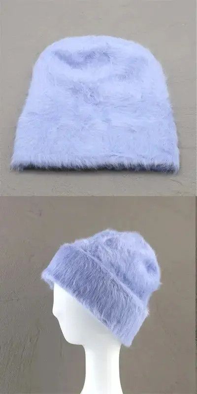 Other Rabbit Light Blue Fur Beanie Hat Size ONE SIZE - 3 Thumbnail