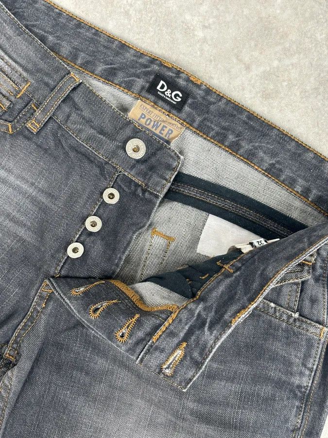Dolce & Gabbana 2000s Dolce & Gabbana Grey Bootcut Jeans Denim Leather Patch Size US 32 / EU 48 - 9 Thumbnail