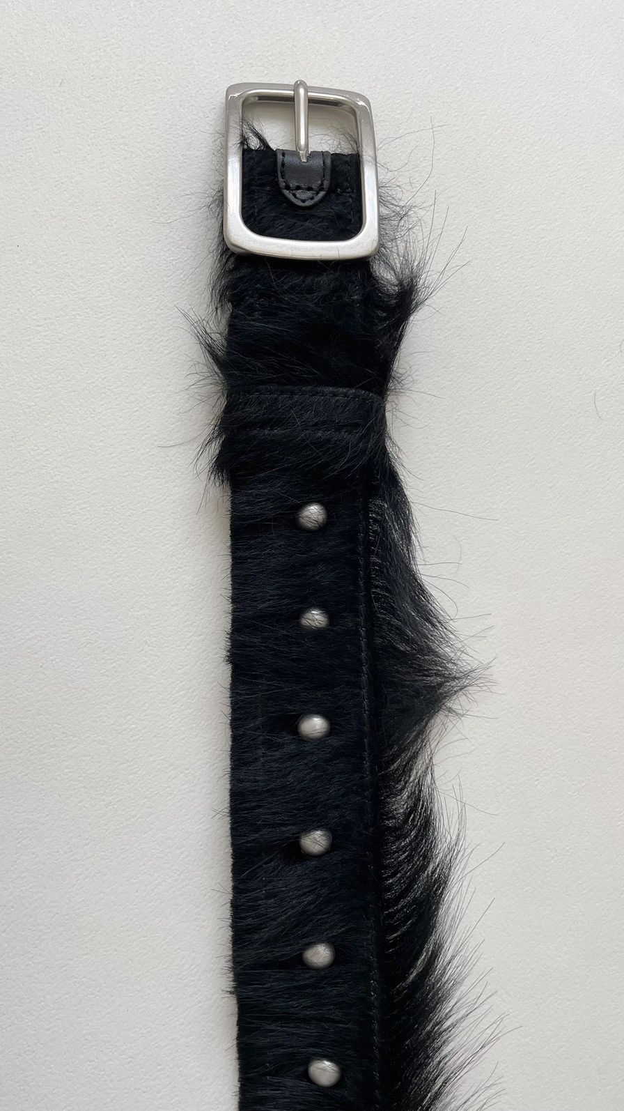 Dries Van Noten A/W 22 Studded Black Fur Belt Size 36 - 9 Thumbnail
