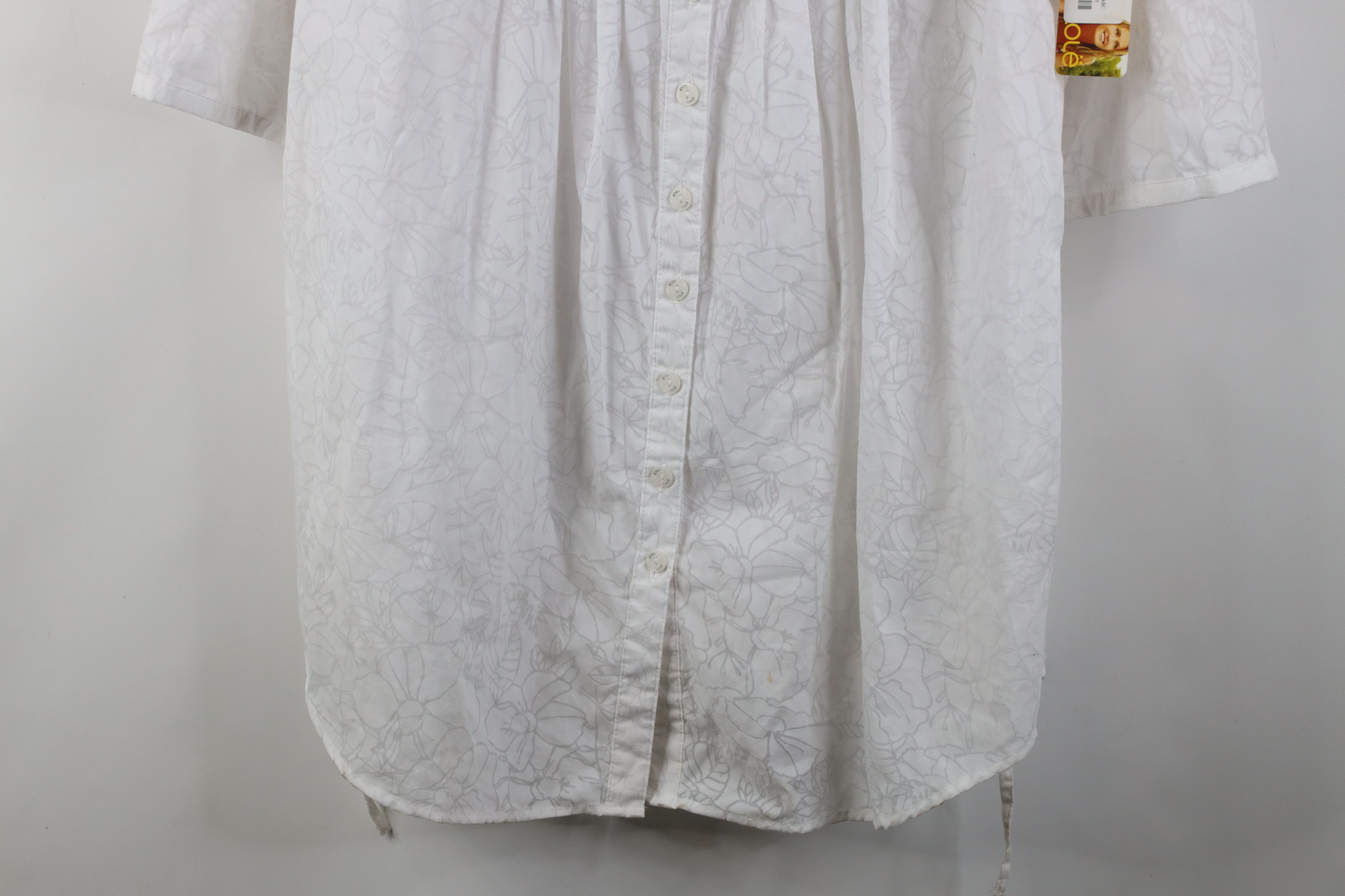 Vintage New Lole Print Flower Ruffled Dreamy Button Shirt White Size XL / US 12-14 / IT 48-50 - 3 Thumbnail