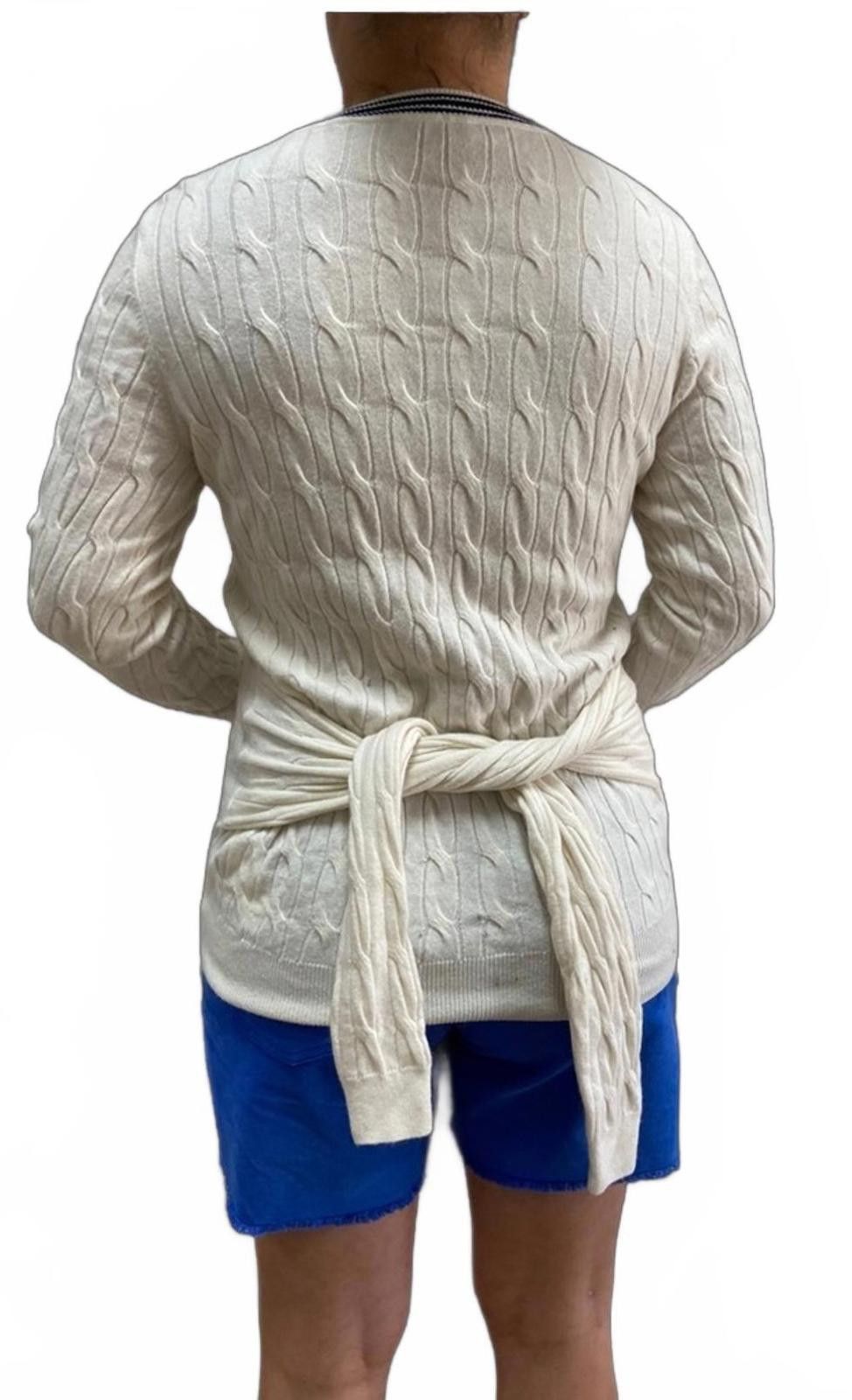 Sandro Sandro Paris Medium Ecru Emma Tie-Waist Cable Knit Sweater Size M / US 6-8 / IT 42-44 - 7 Thumbnail