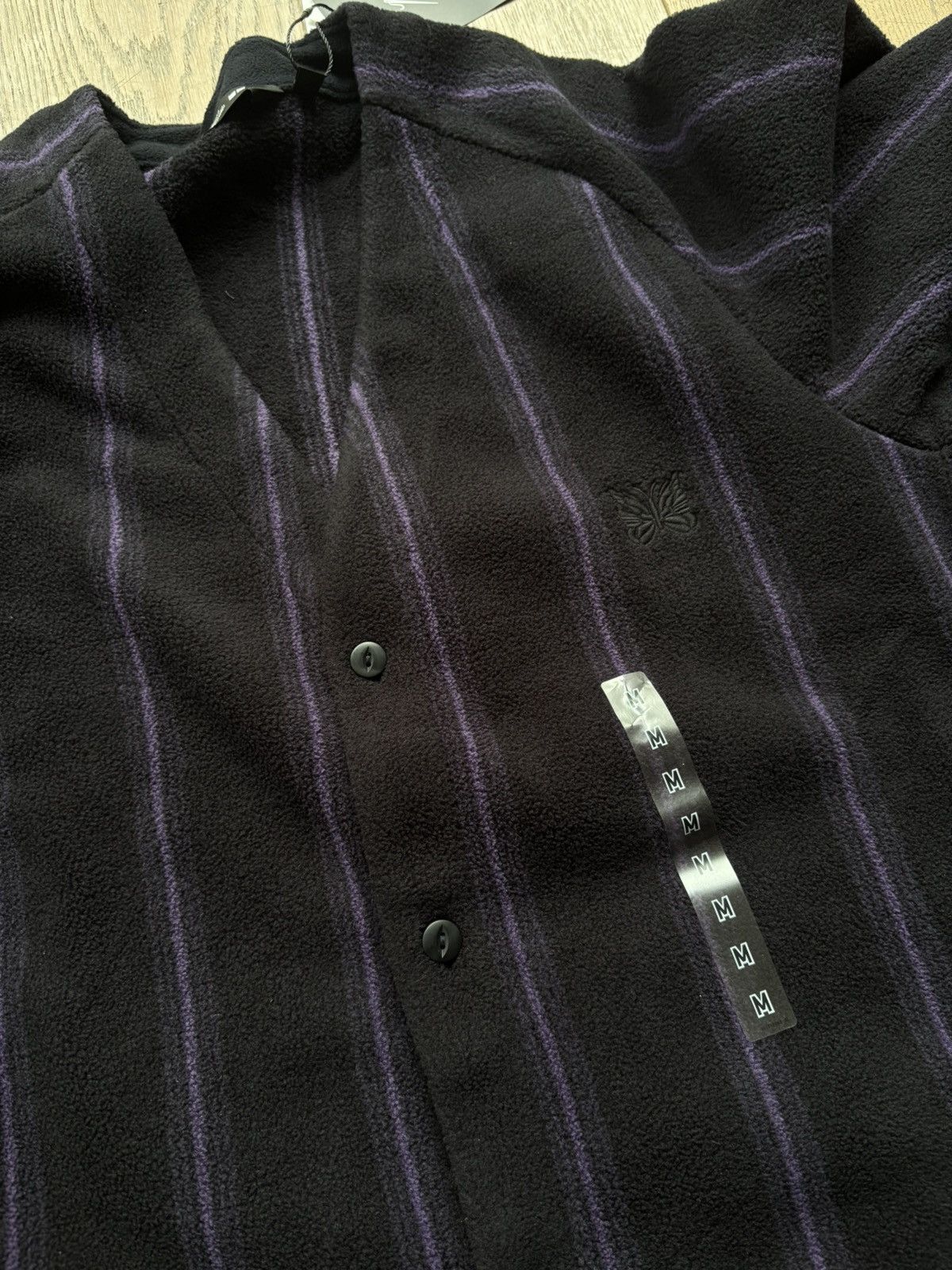 Needles Uniqlo Needles Striped Fleece Cardigan Medium Black Purple Size US M / EU 48-50 / 2 - 5 Thumbnail