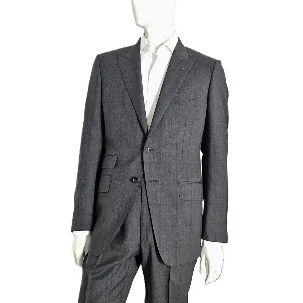 Tom Ford o1loc1c0625 2LYP01 Checked Wool Blend Suit in Grey Size US M / EU 48-50 / 2 - 1 Thumbnail