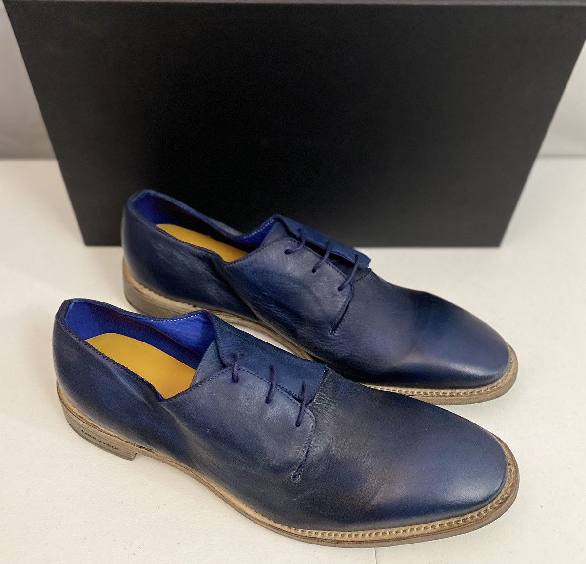 Dsquared2 Dsquared2 🇮🇹 Blu Goodyear Welt Handmade Uni Derby 10.5 NEW Size US 10.5 / EU 43-44 - 5 Thumbnail
