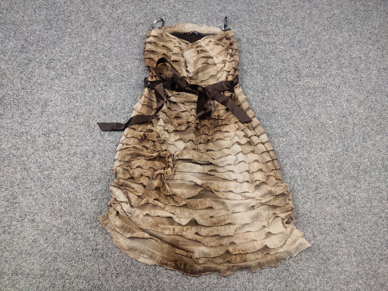 Morgan De Toi Vintage Y2K Morgan de toi strapless Mini dress ruffles brown Size S / US 4 / IT 40 - 3 Thumbnail