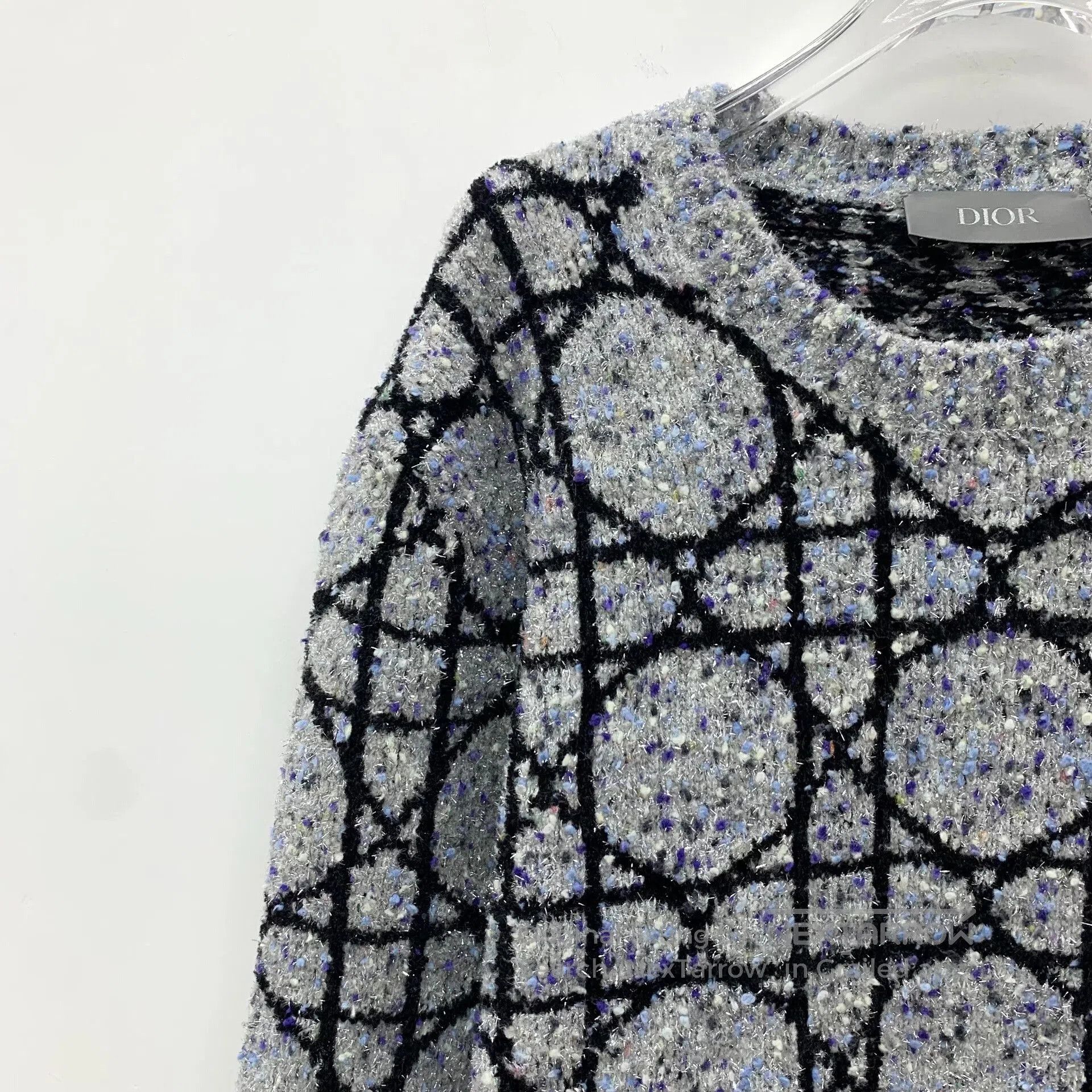 Dior gray silver patterned long sleeve knit sweater. Size US XL / EU 56 / 4 - 3 Thumbnail