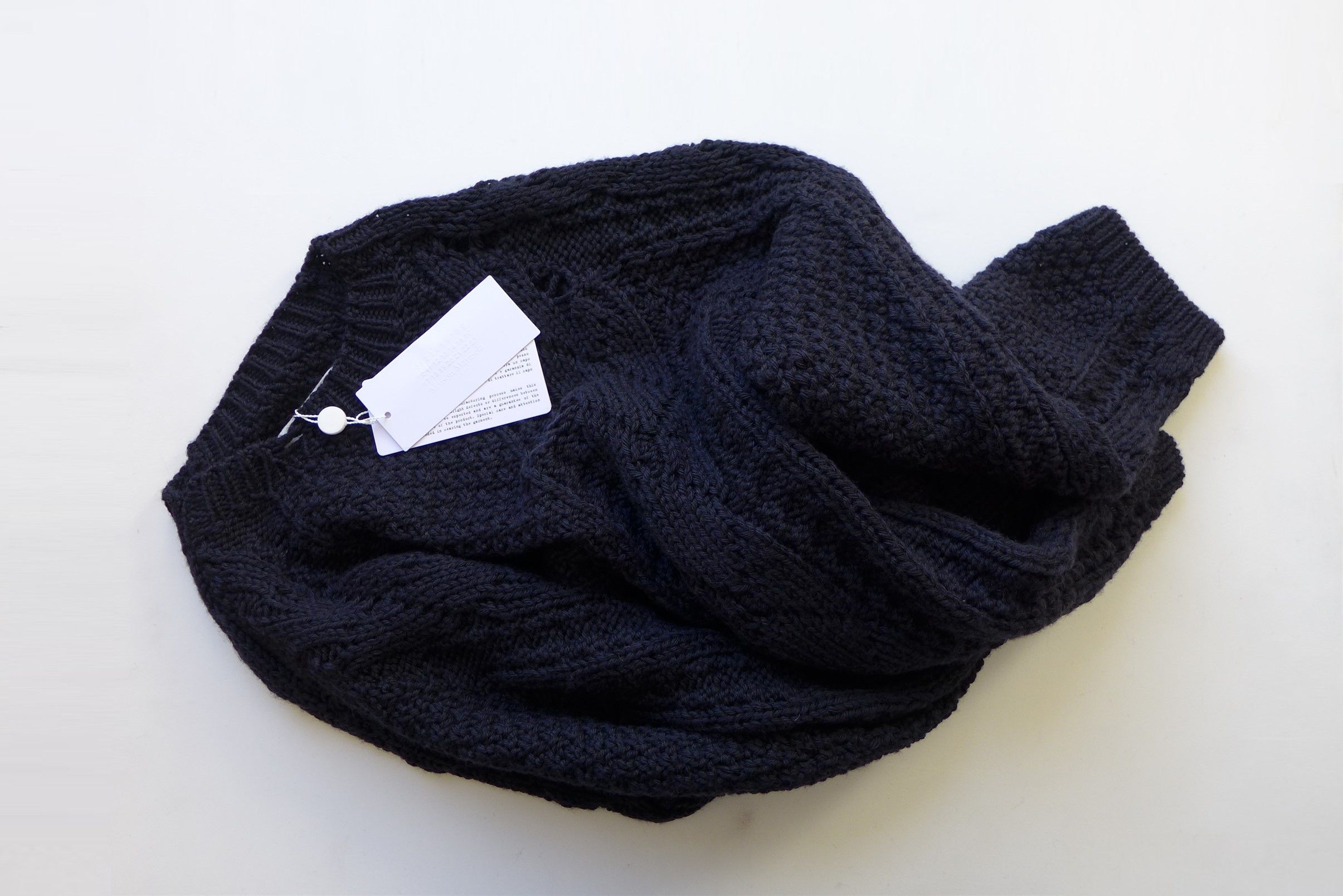 Maison Margiela Margiela Distressed Cable Knit Sweater - Navy Wool Size US XL / EU 56 / 4 - 3 Thumbnail