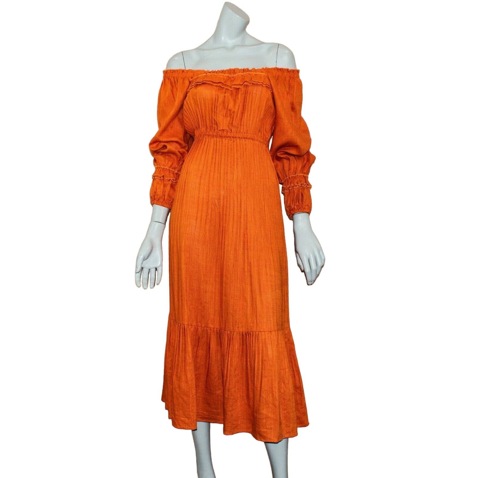 NICHOLAS NICHOLAS Pleated Prairie Dress in Deep Orange Size 0 Size XS / US 0-2 / IT 36-38 - 2 Thumbnail