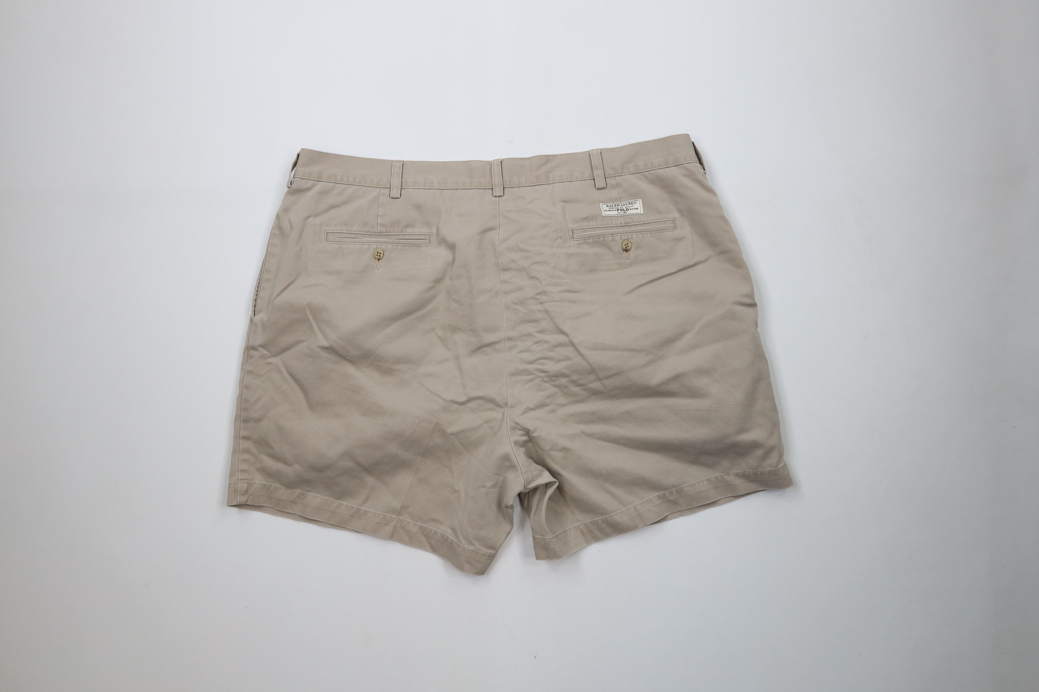 Ralph Lauren × Vintage Vintage 90s Ralph Lauren Knee Cotton Chino Shorts Beige Size US 42 / EU 58 - 10 Thumbnail