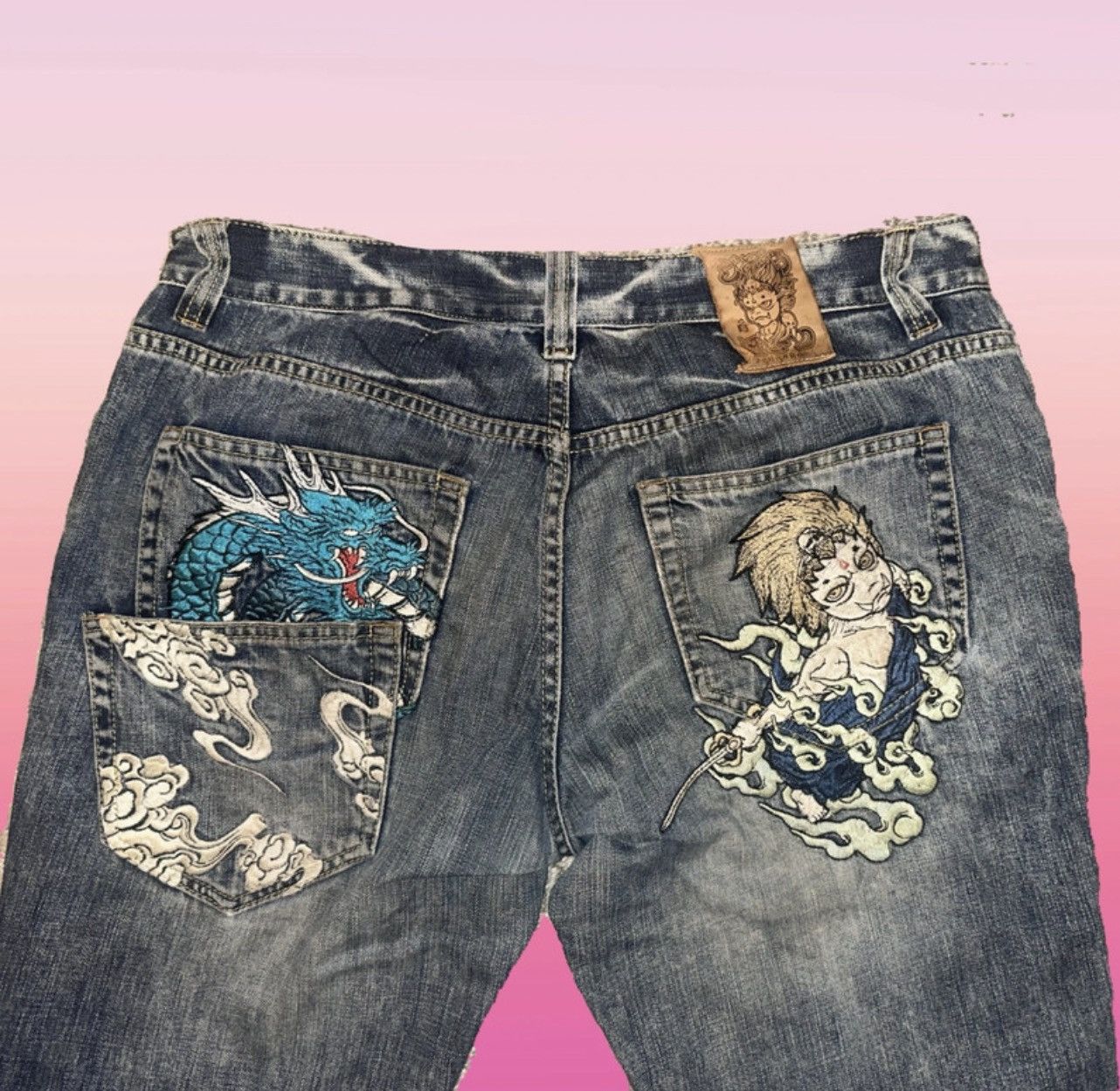 Kansai Yamamoto Vintage Kansai Yamamoto Jeans Japan Denim Samurai & Dragon Size US 27 - 2 Thumbnail