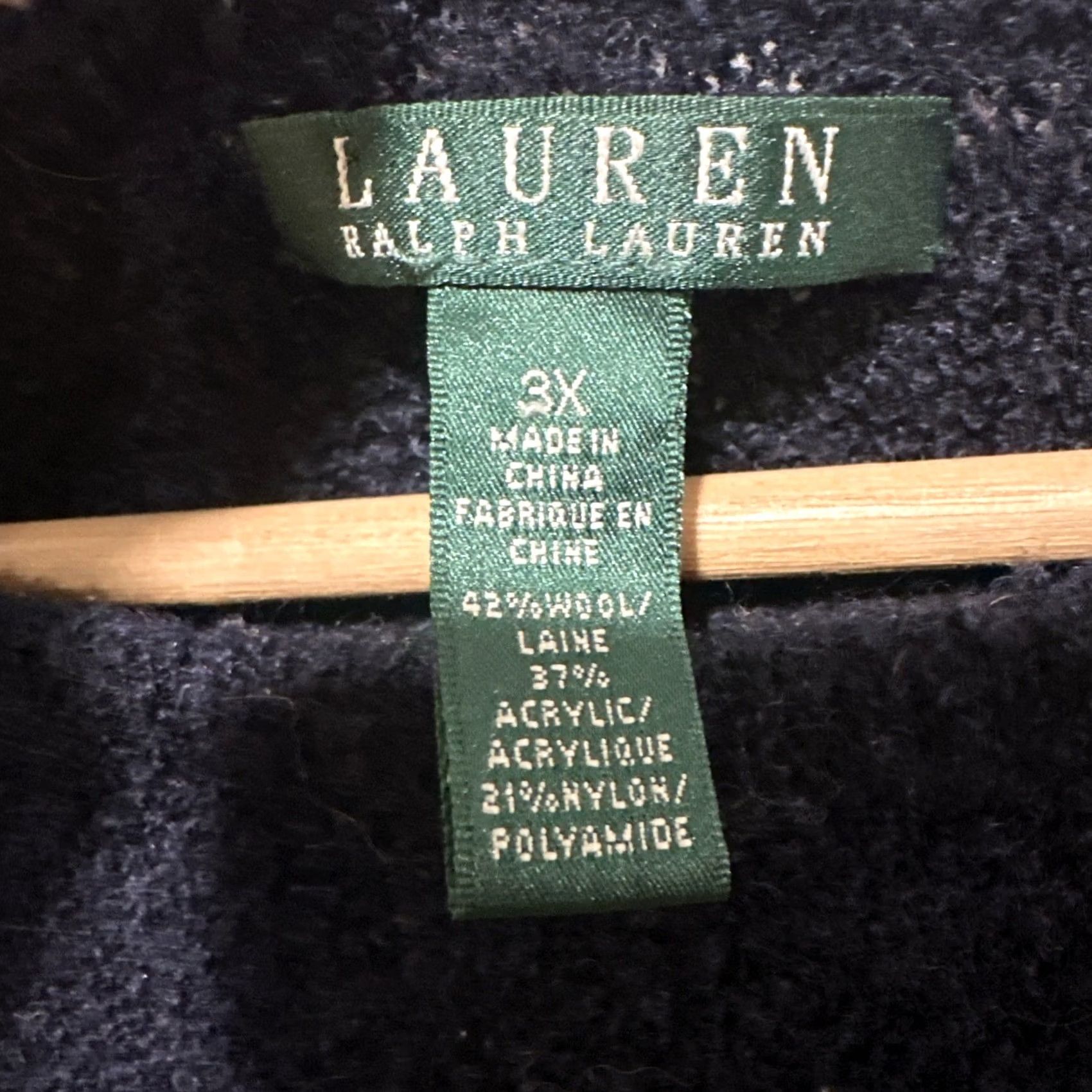 Ralph Lauren VINTAGE Lauren Ralph Lauren Southwestern Wool Blend Tunic Sweater Navy Blue Ivory Sz 3X Women Pullover Knitt 3X, Wool Blend, Western, Purple? Size XXL / US 16-18 / IT 52-54 - 3 Thumbnail