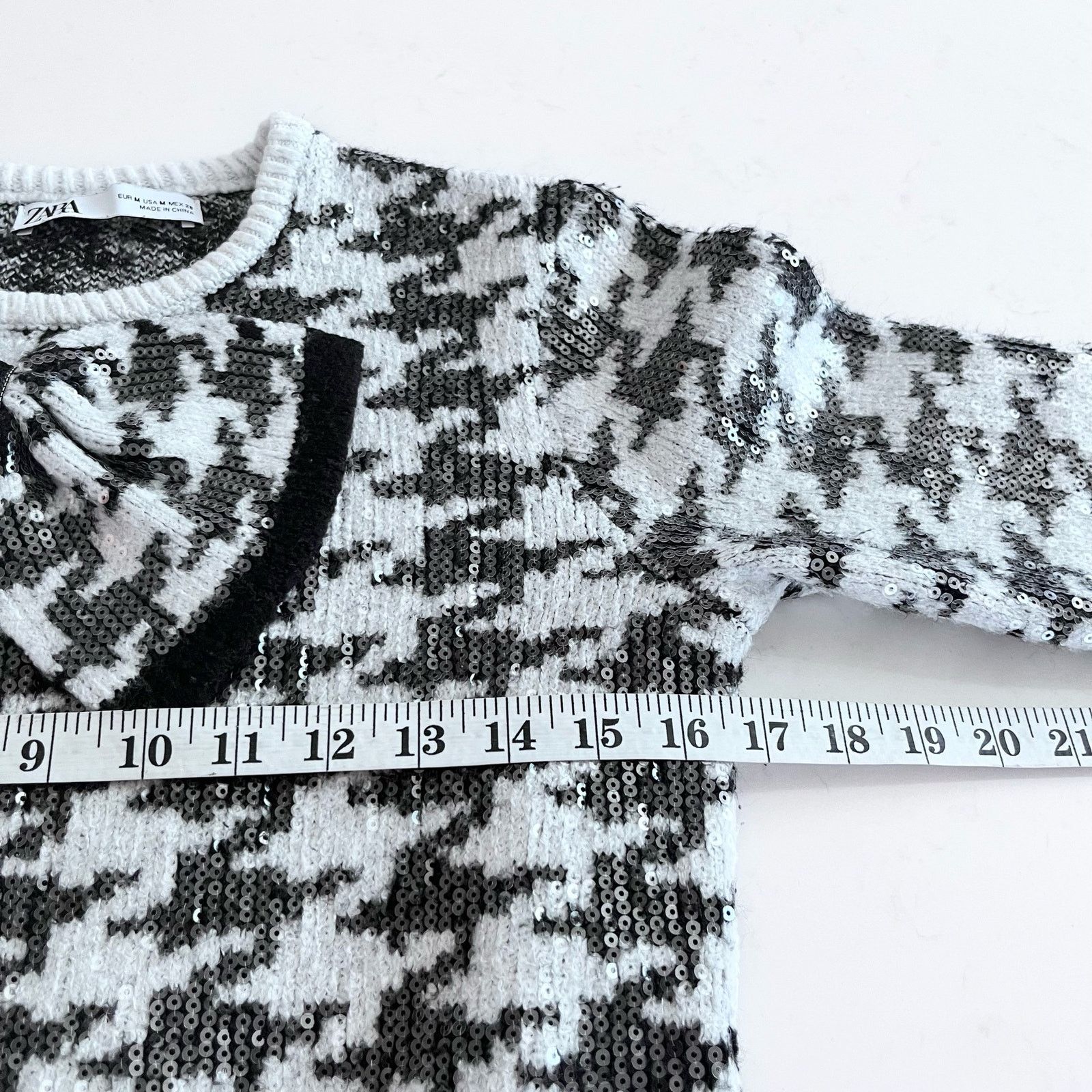 Zara Zara white black sequence bow knit sweater size M Size M / US 6-8 / IT 42-44 - 7 Thumbnail